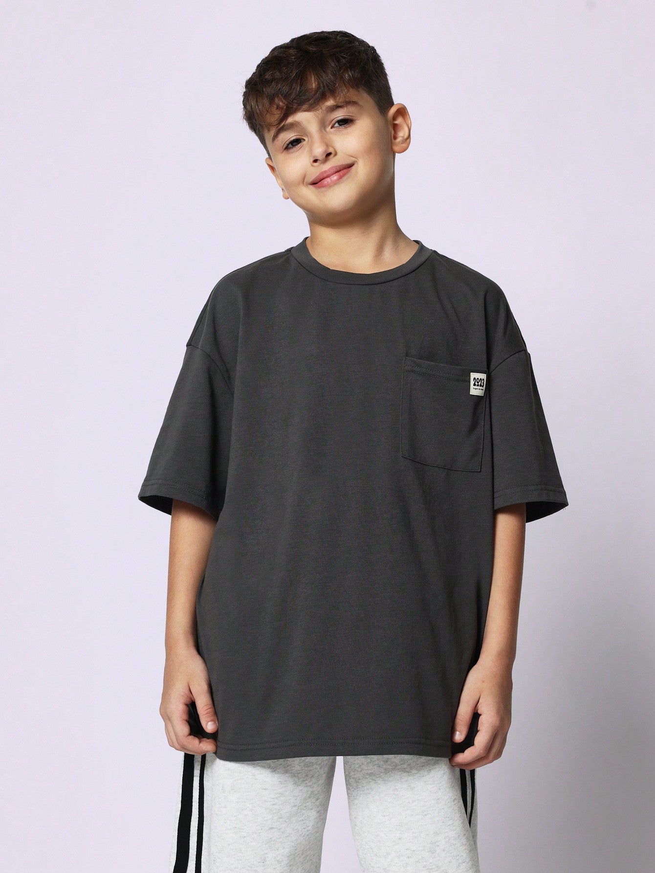 Tween Boys Comfy Oversized Fit Short Sleeve Tee With Pocket