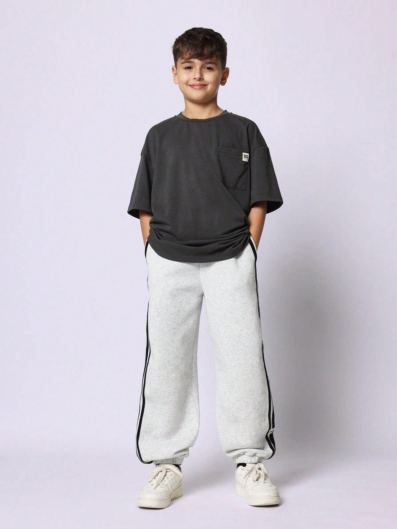 Tween Boys Comfy Oversized Fit Short Sleeve Tee With Pocket