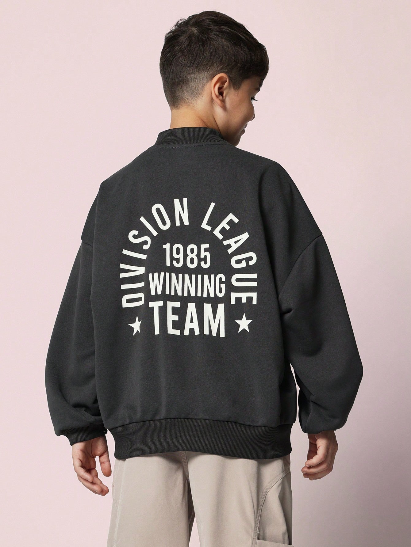 Tween Boys Relaxed Regular Fit Long Sleeve Buttoned Shirt With Division League Graphic Print