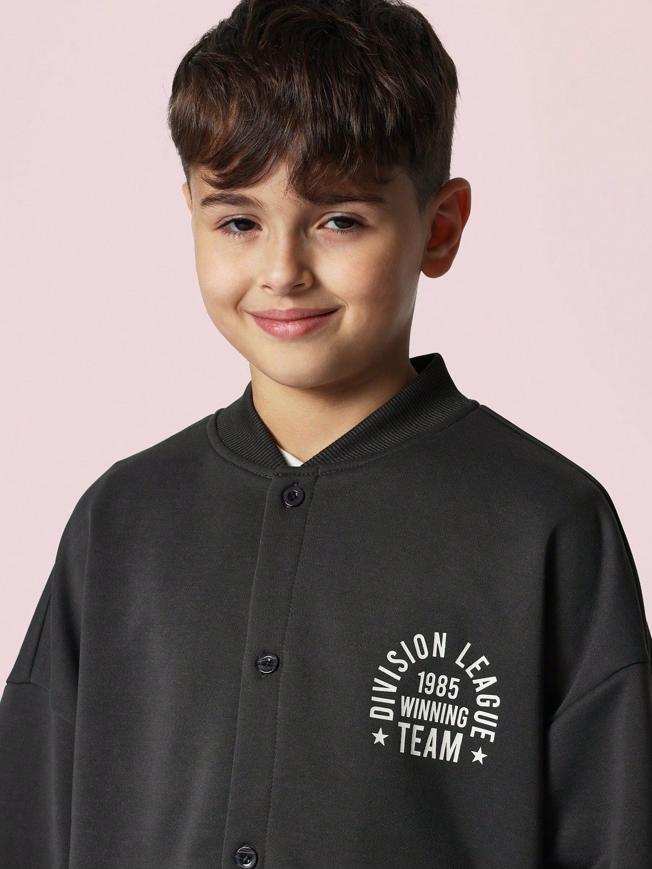 Tween Boys Relaxed Regular Fit Long Sleeve Buttoned Shirt With Division League Graphic Print