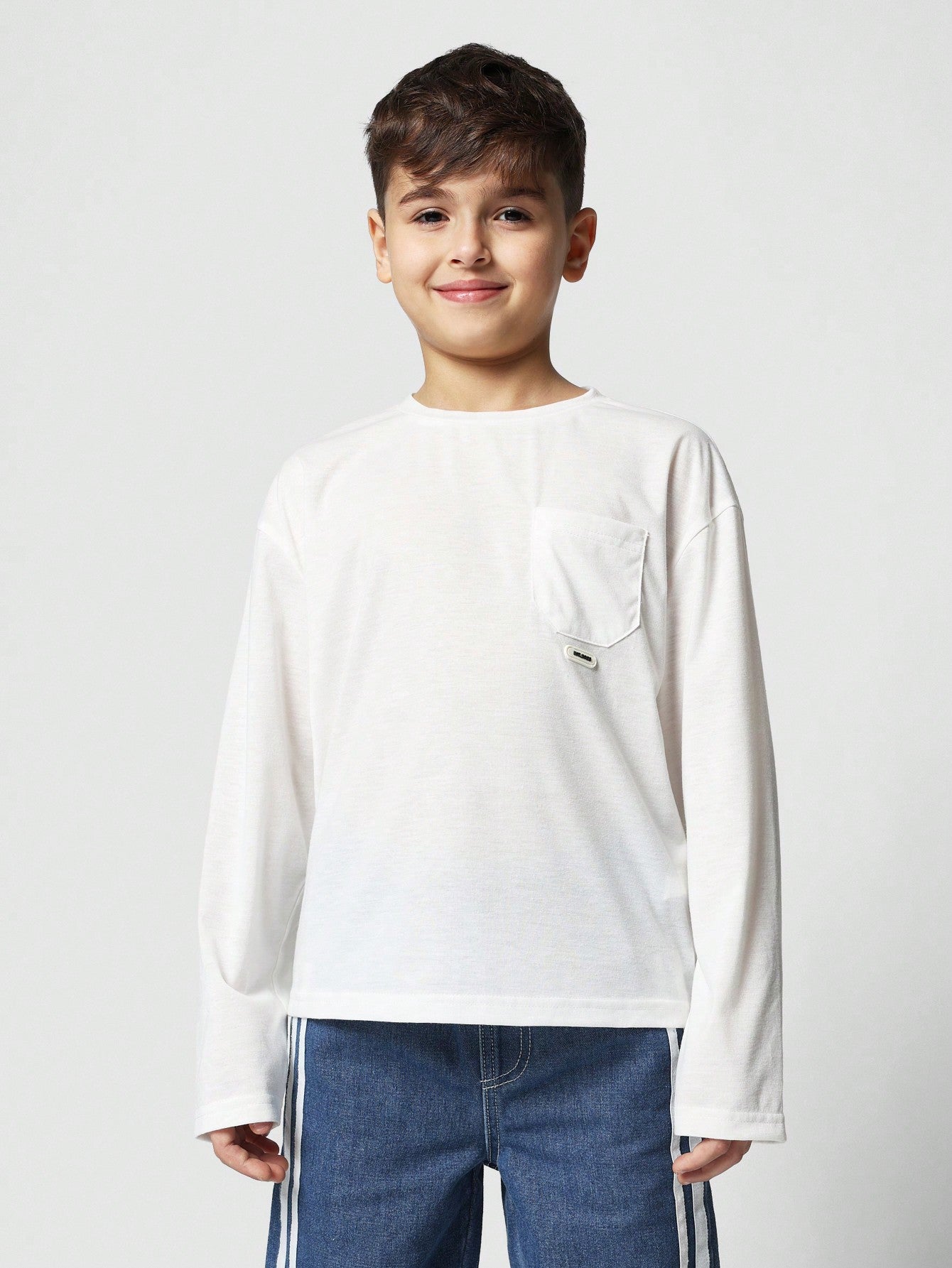 Tween Boys Everyday Regular Fit Long Sleeve Jersey Tee With Chest Pocket