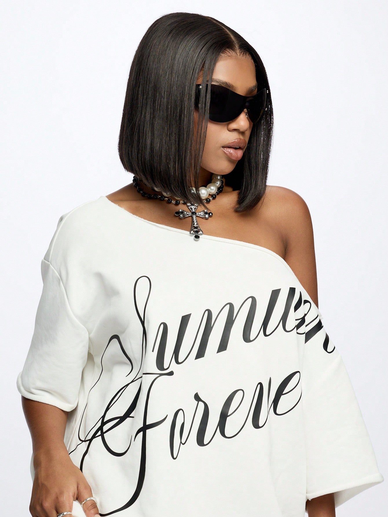 Oversized off the shoulder t shirt dress best sale