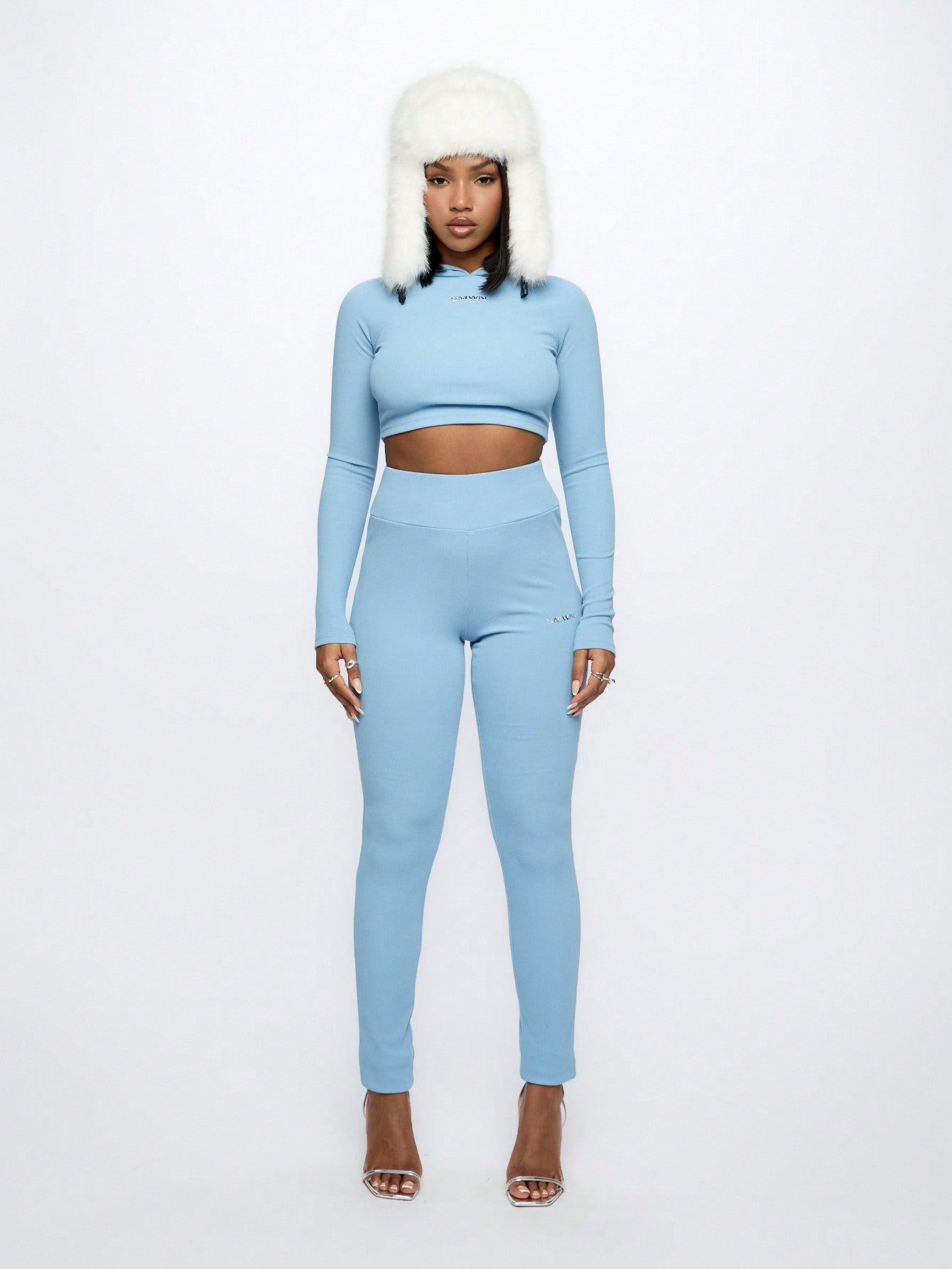 SUMWON WOMEN Fitted Long Sleeve Crop Hoodie And Leggings Co Ord