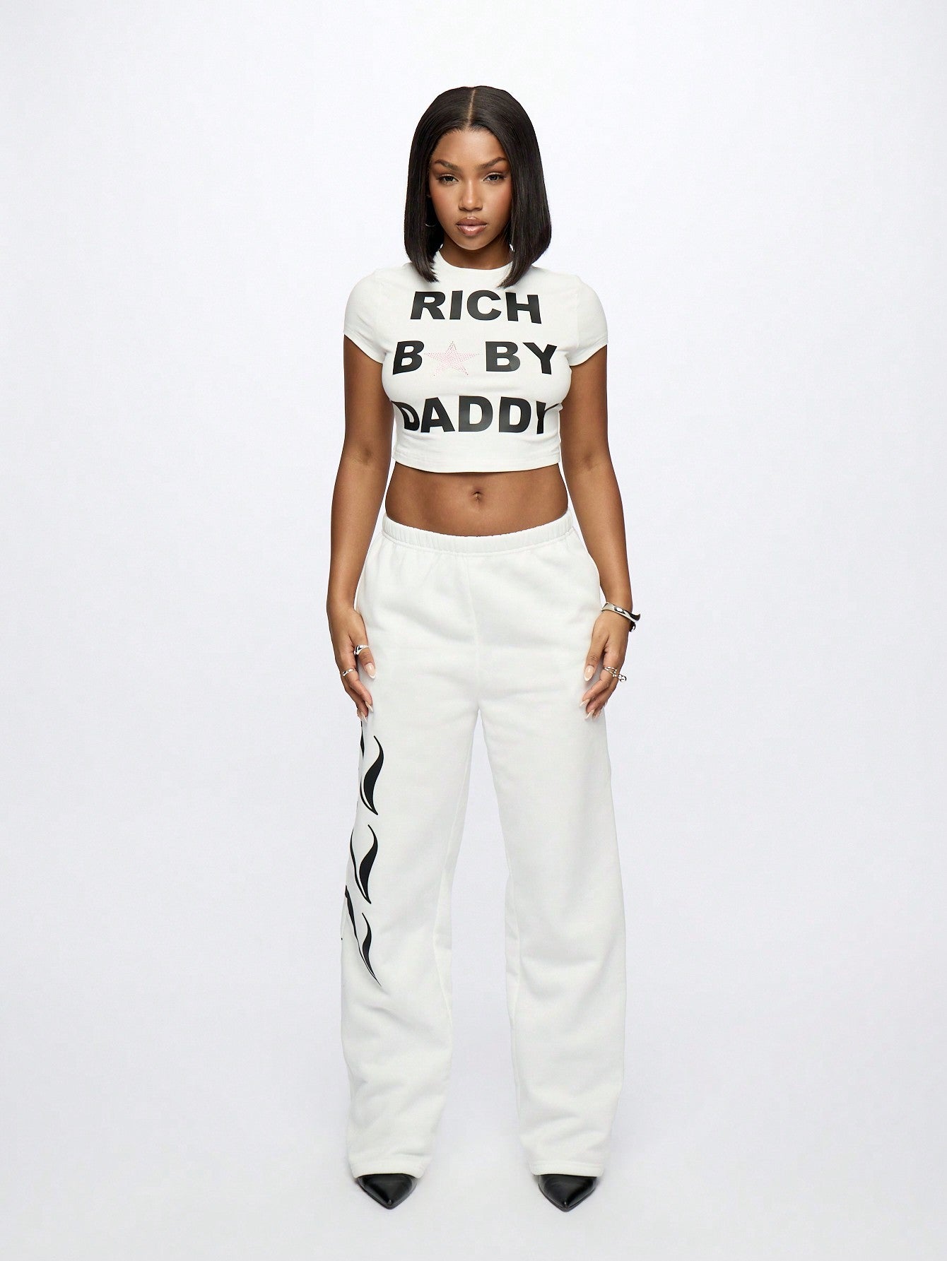 SUMWON WOMEN Cropped Graphic Baby Tee