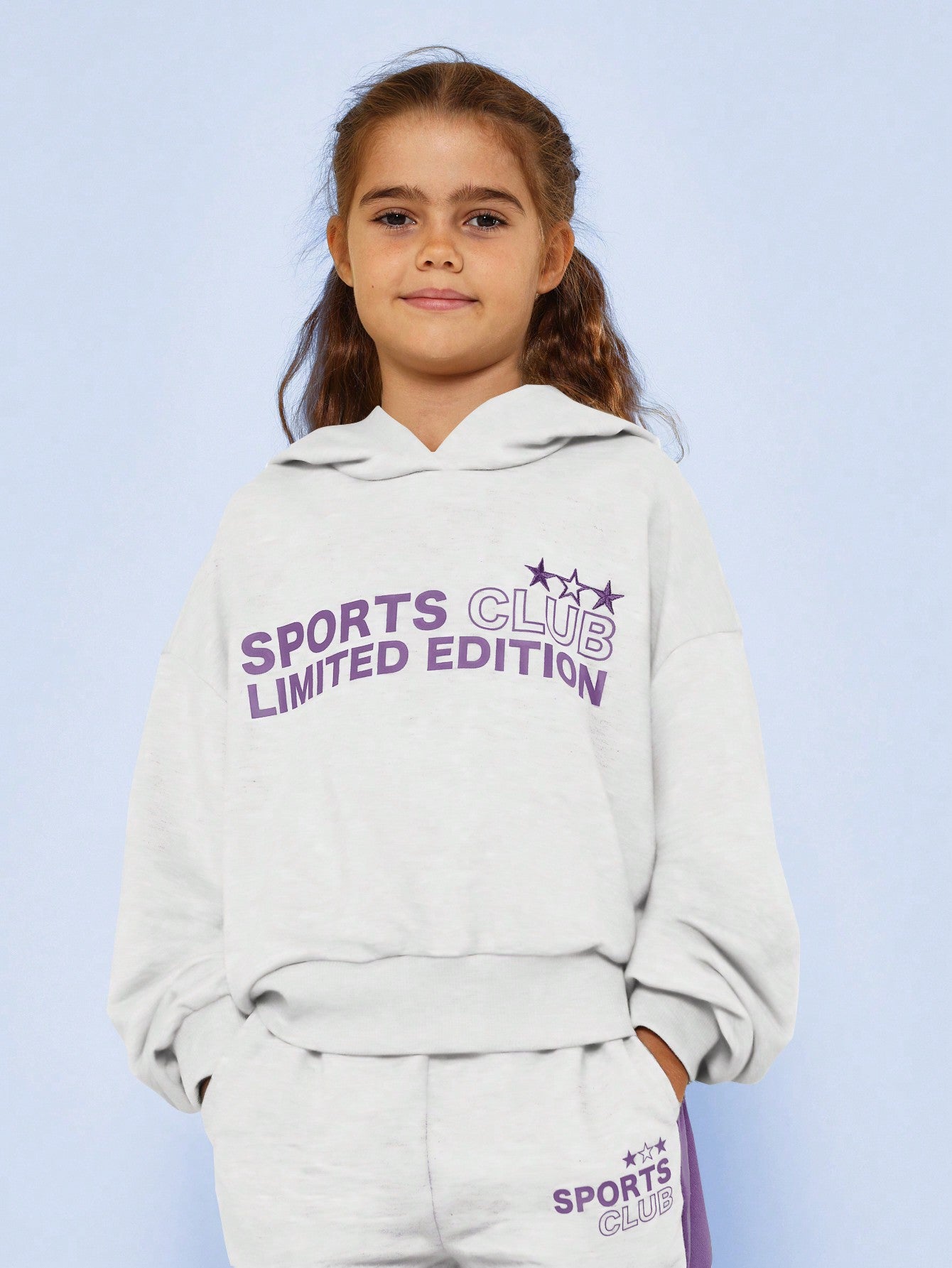 Tween Girls Overhead Hoodie And Contrast Colour Straight Fit Pant With Graphic Print 2 Piece Set