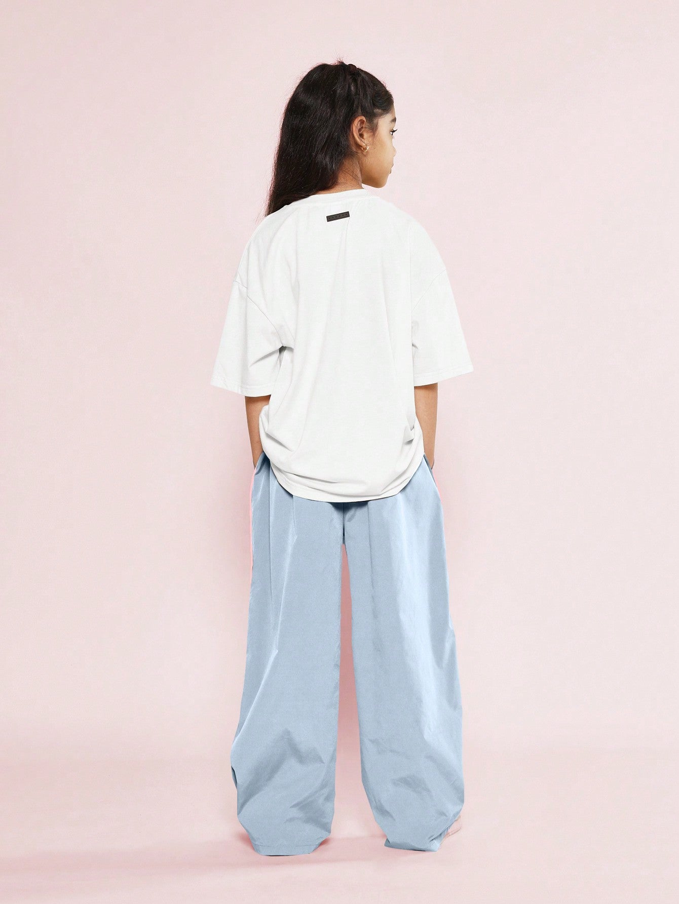 Tween Girls Oversized Tee With Los Angeles Graphic Print And Baggy Track Pant 2 Piece Set