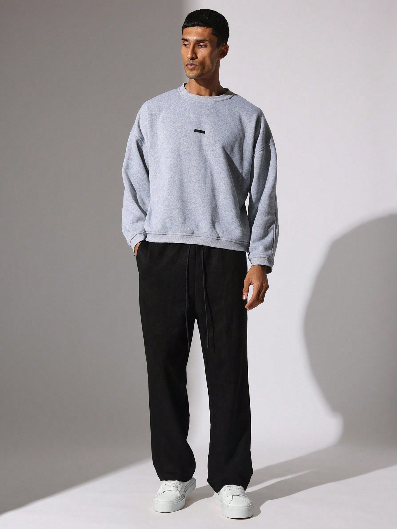 Straight Fit Suedette Drop Crotch Essential Sweatpants