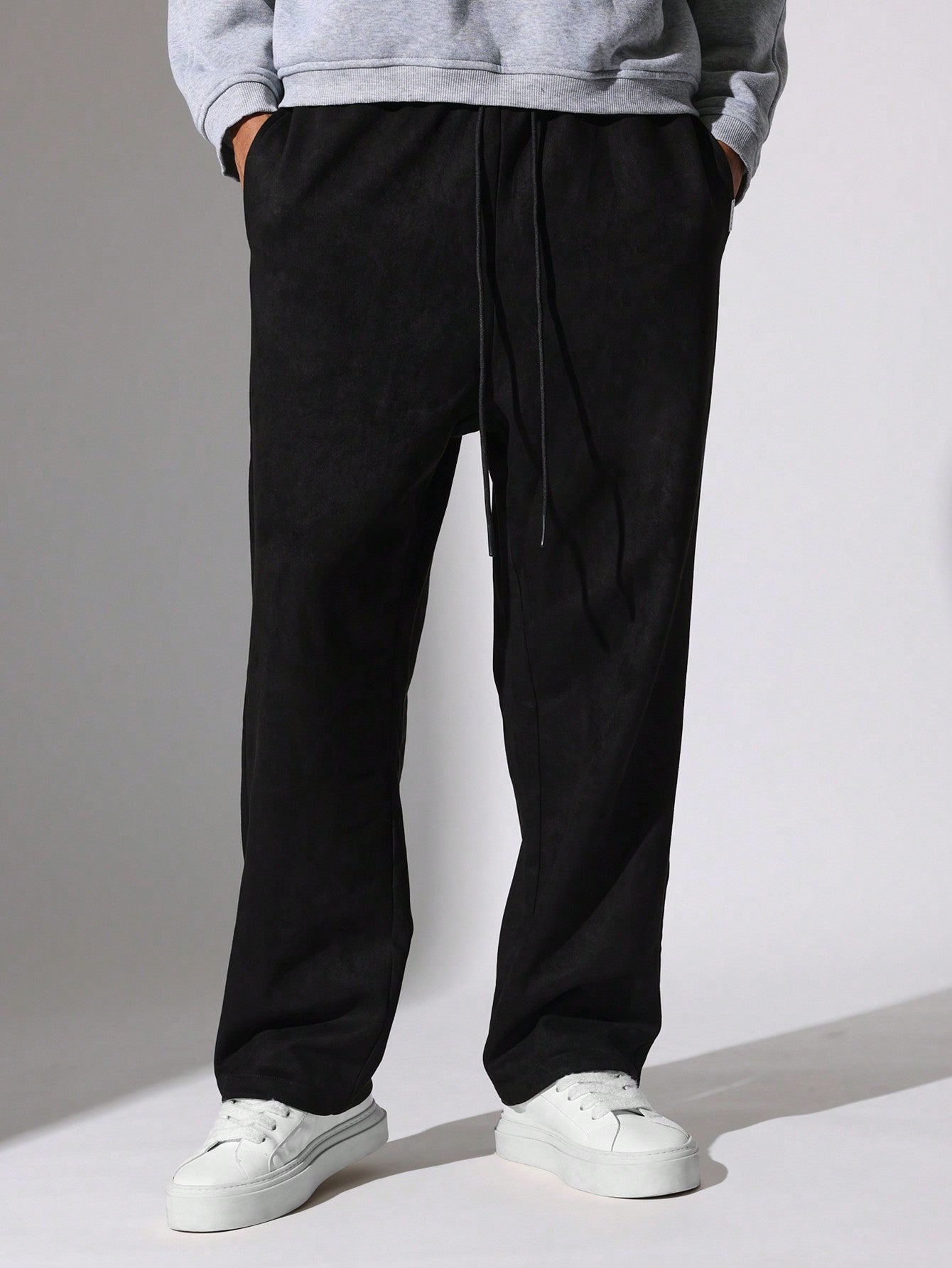 Straight Fit Suedette Drop Crotch Essential Sweatpants