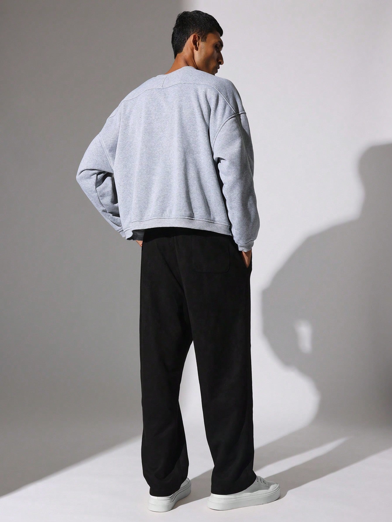 Straight Fit Suedette Drop Crotch Essential Sweatpants