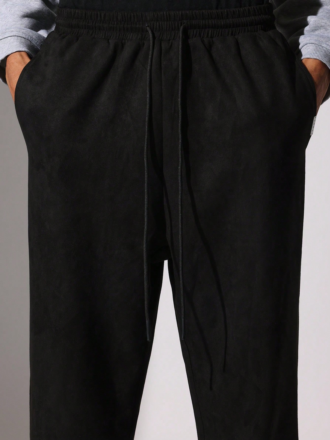 Straight Fit Suedette Drop Crotch Essential Sweatpants