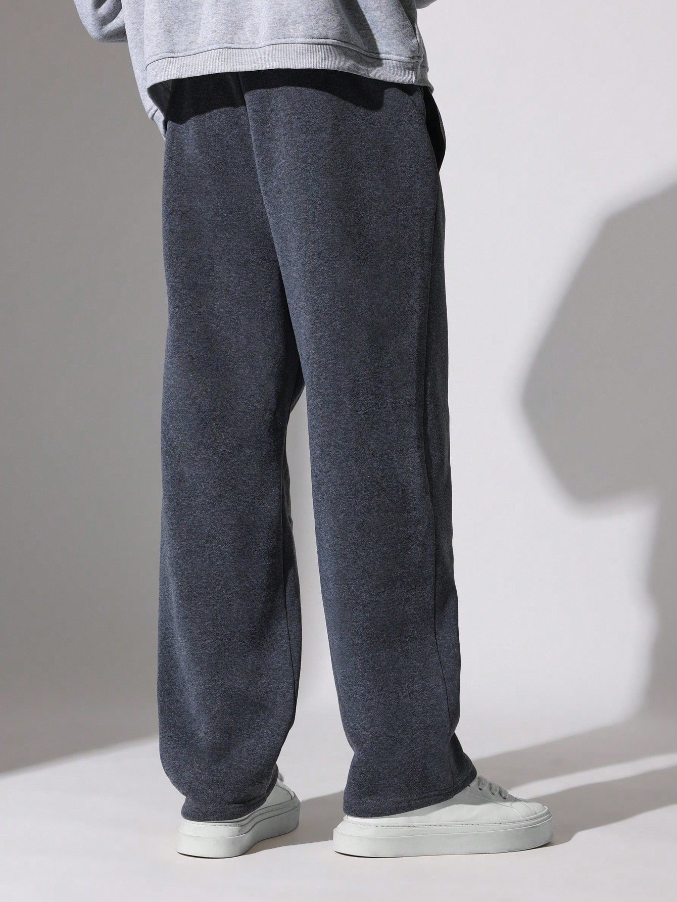 Drop Crotch Sweatpants With Drawstrings & Embroidery Pattern