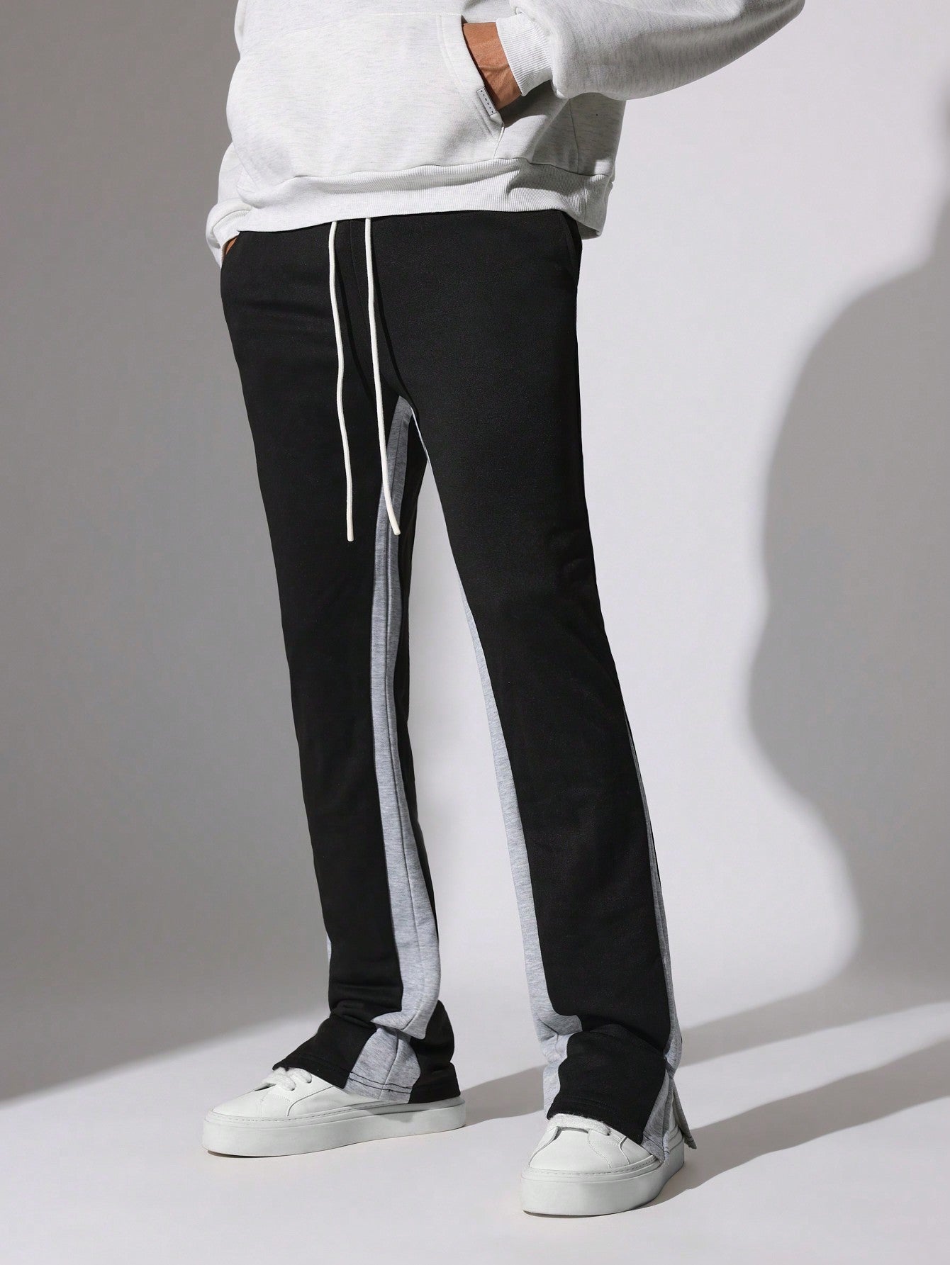 Flare Fit Contrast Side Panel Sweatpants With Drawcords