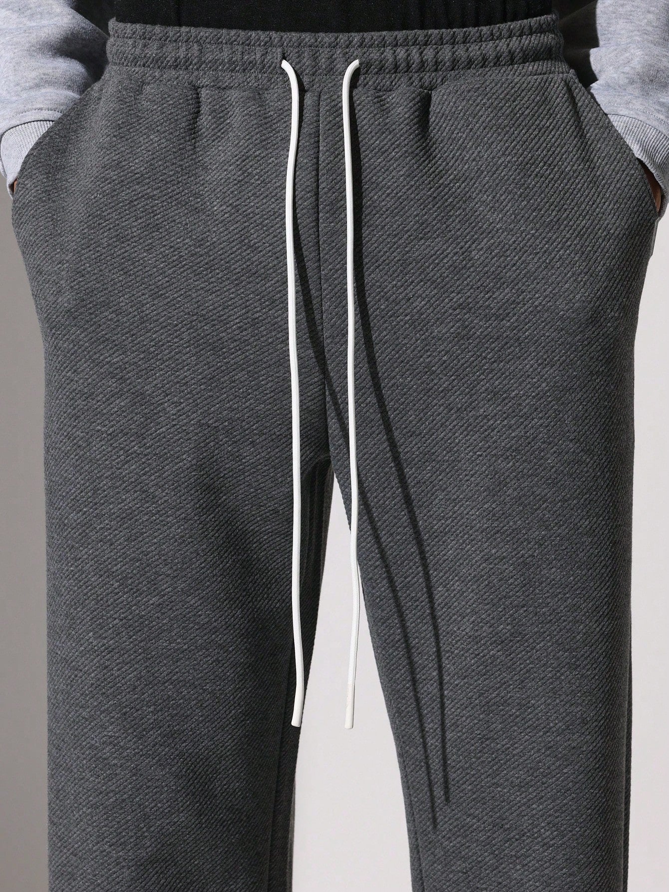 Skater Fit Diagonal Texture Sweatpants With Drawstrings