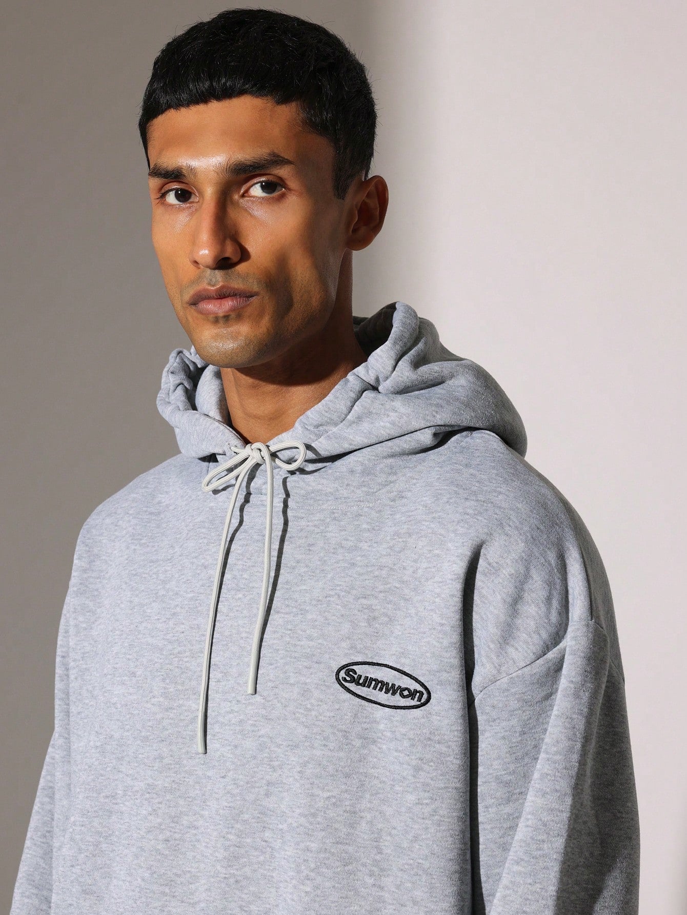 Regular Fit Overhead Hoodie With Embroidery Pattern