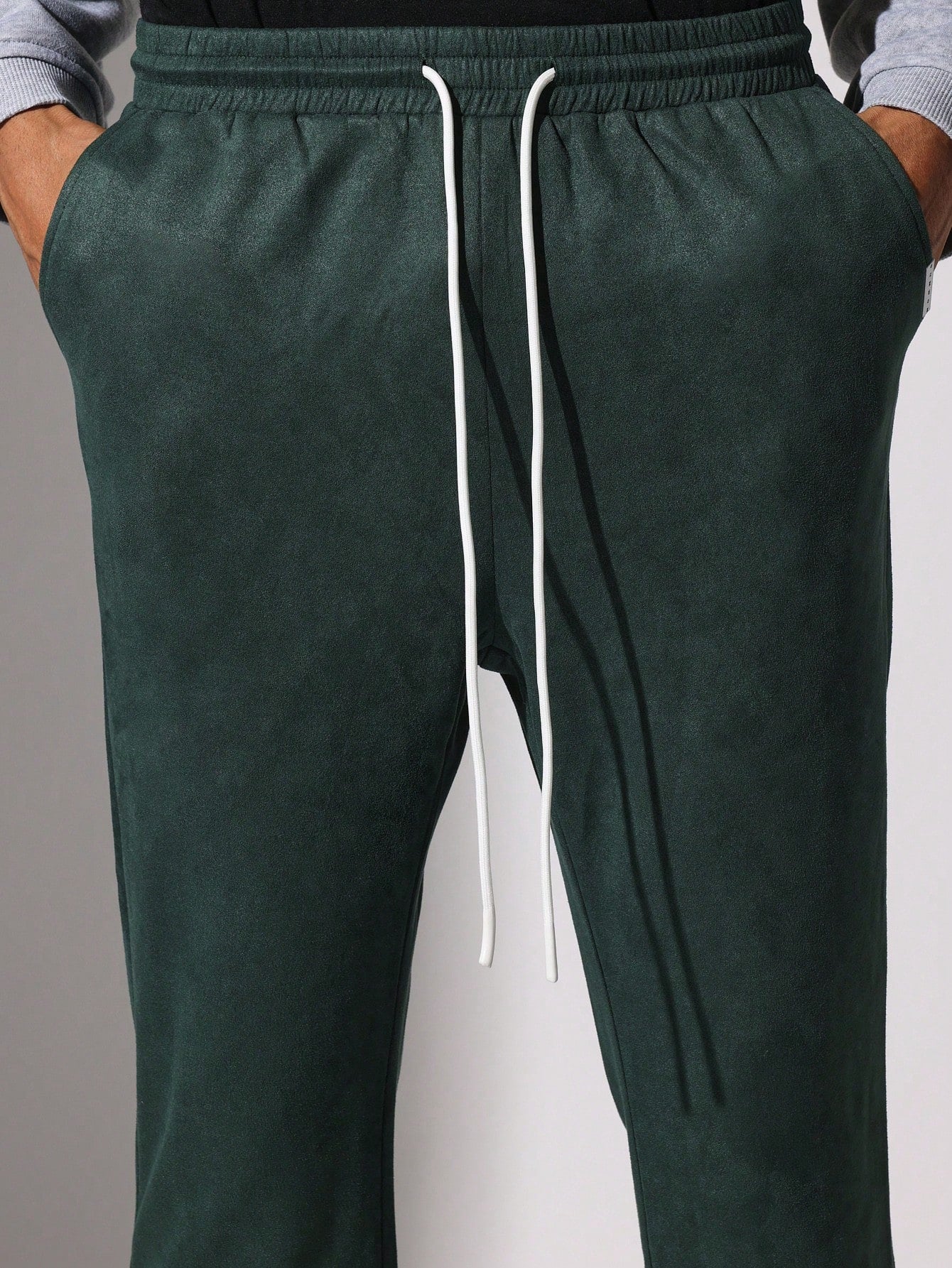 Flare Fit Suedette Essential Sweatpants With Split Hem & Drawstrings