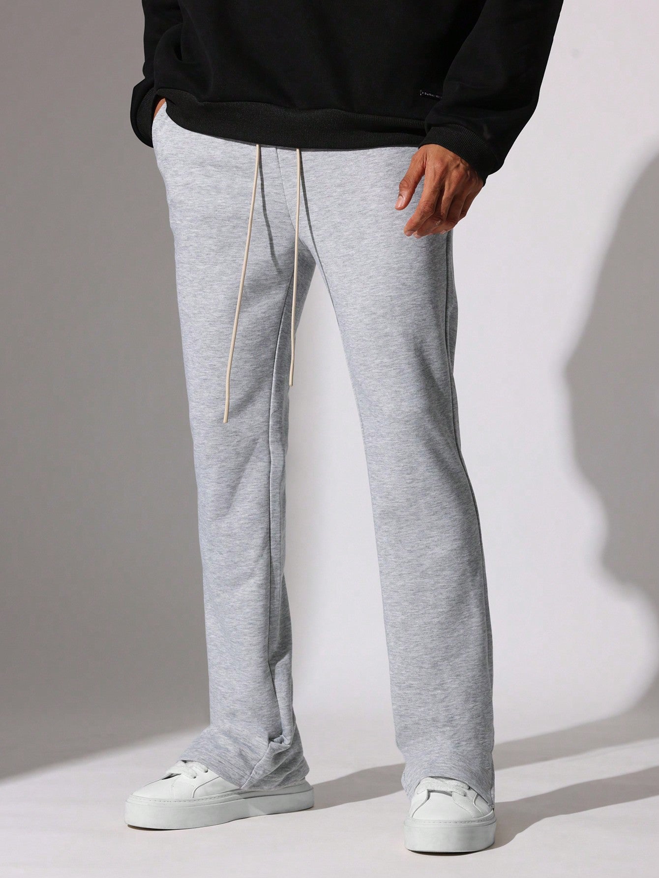 Flare Fit Summer Weight Loopback Essential Sweatpants With Split Hem & Drawstrings