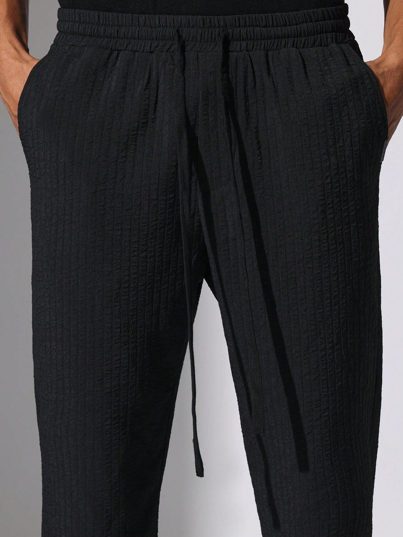 Slim Fit Textured Pull On Pants