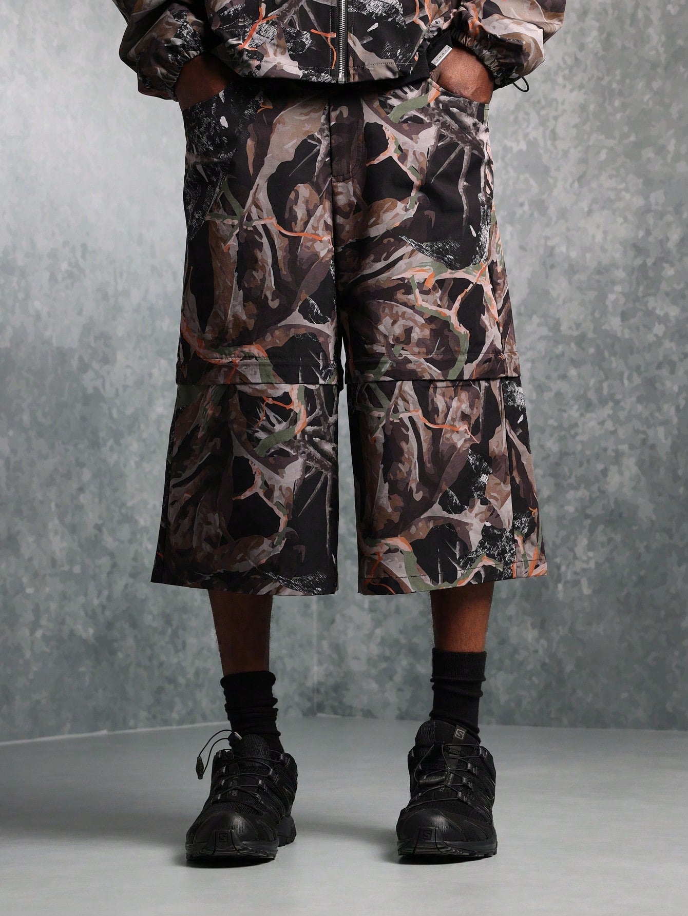 Nylon Camouflage Jort Convertible To Short