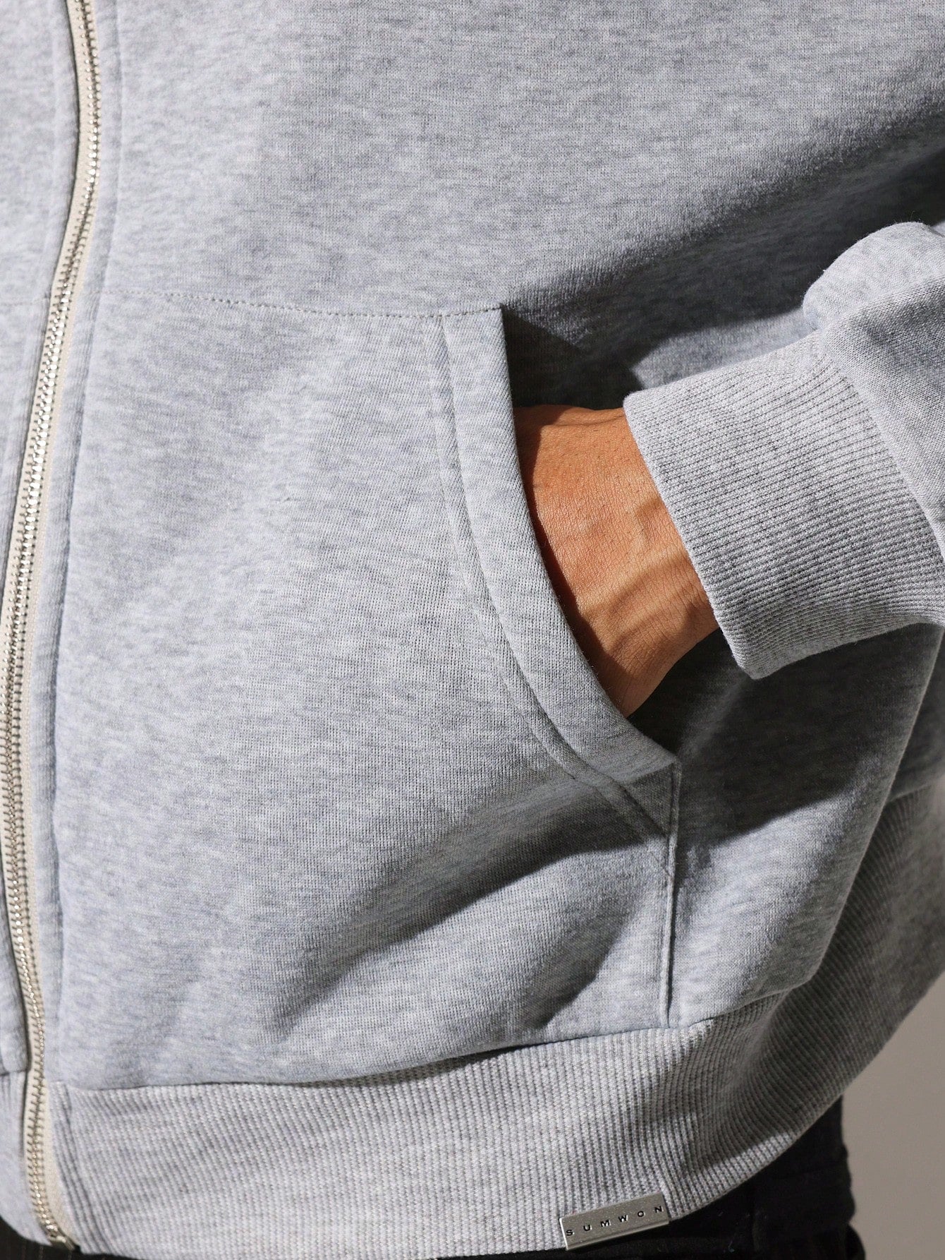 Regular Fit Zip-Up Hoodie With Small Embroidery