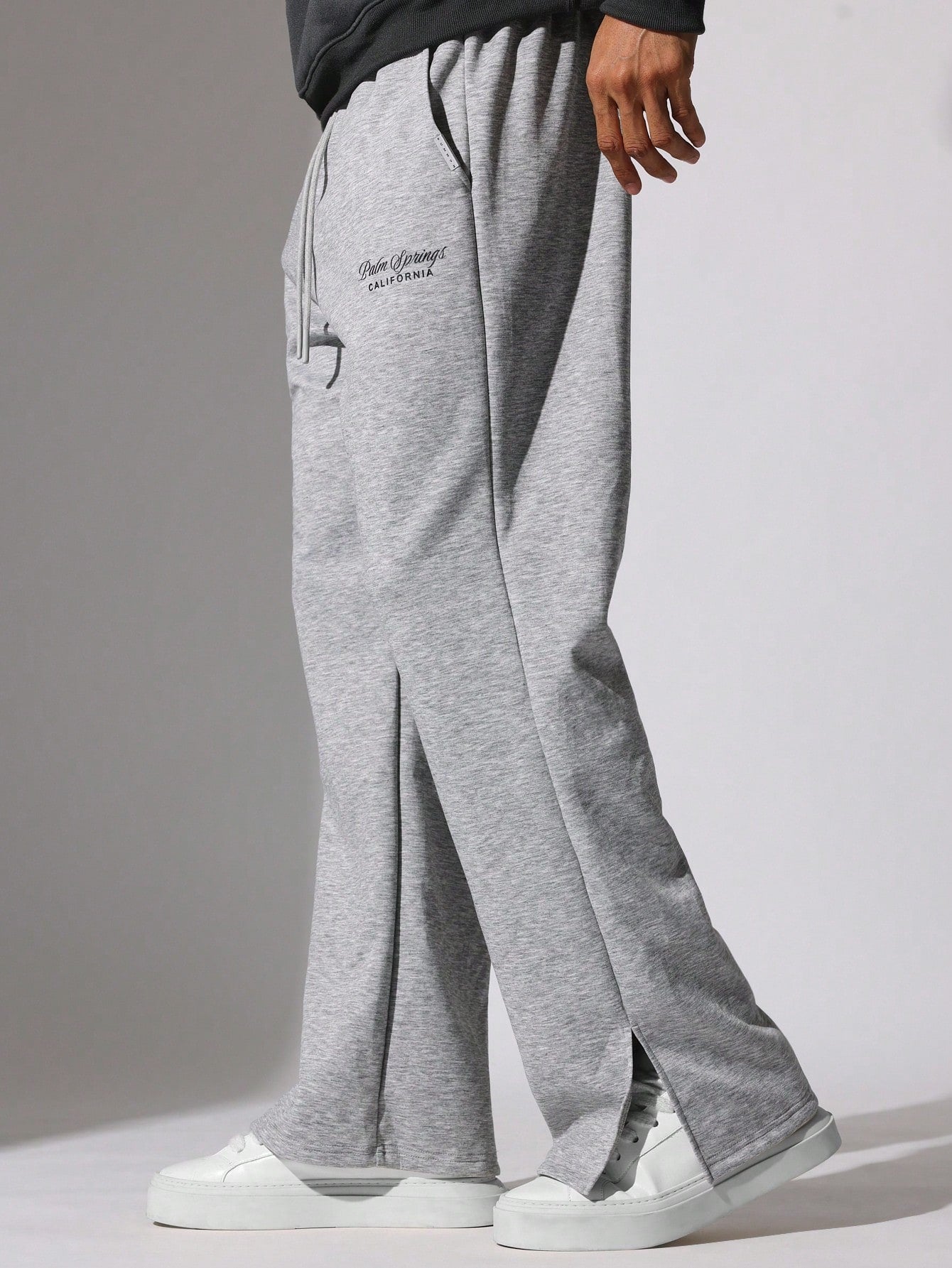 Flare Fit Neoprene Sweatpants With Split Hem