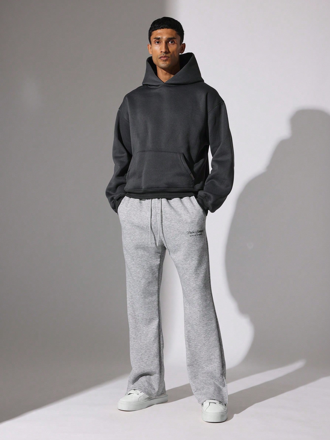 Flare Fit Neoprene Sweatpants With Split Hem