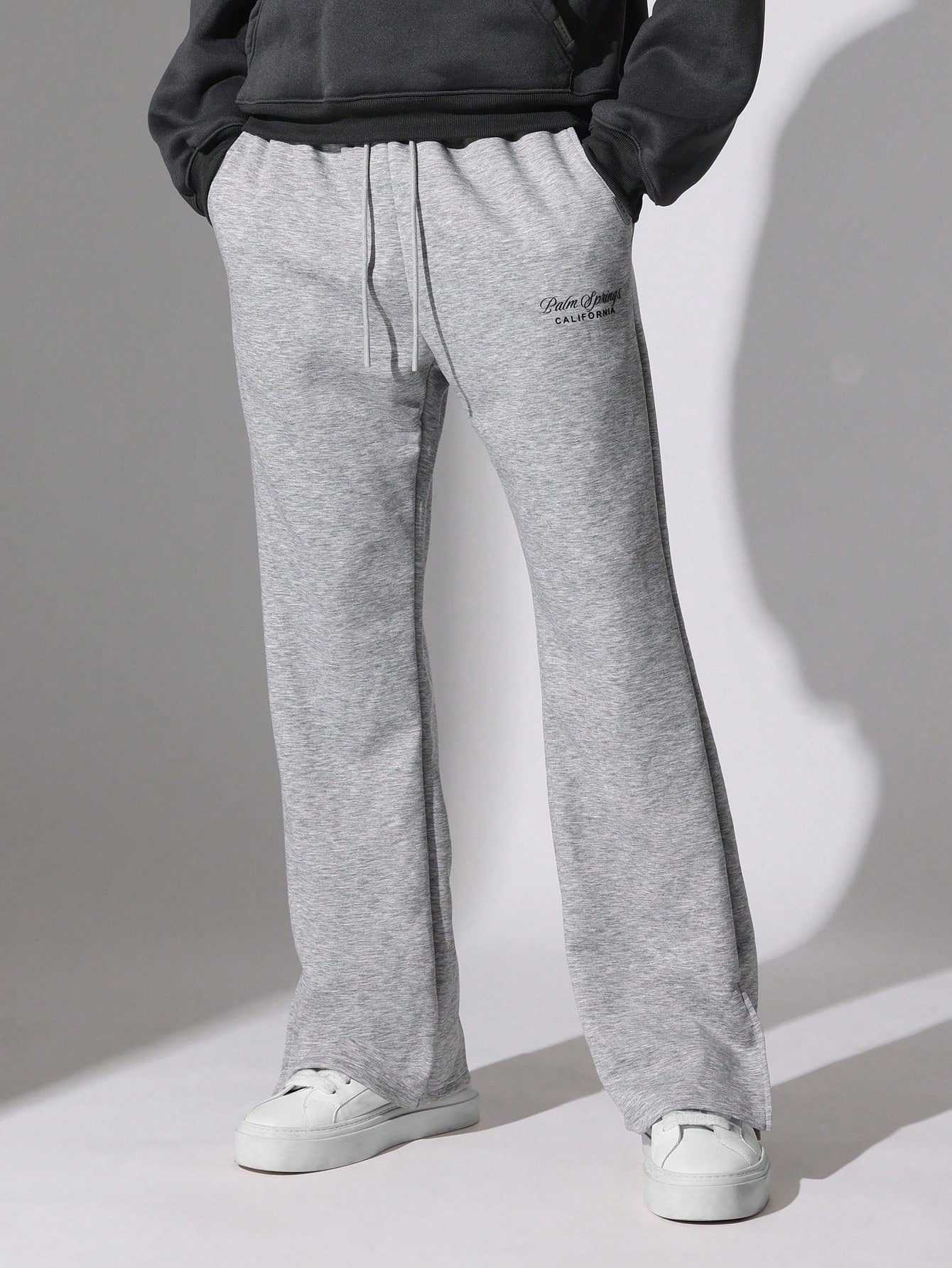 Flare Fit Neoprene Sweatpants With Split Hem