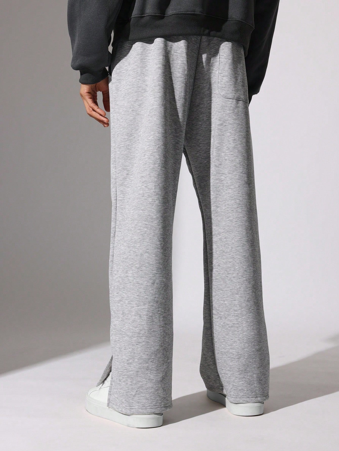 Flare Fit Neoprene Sweatpants With Split Hem