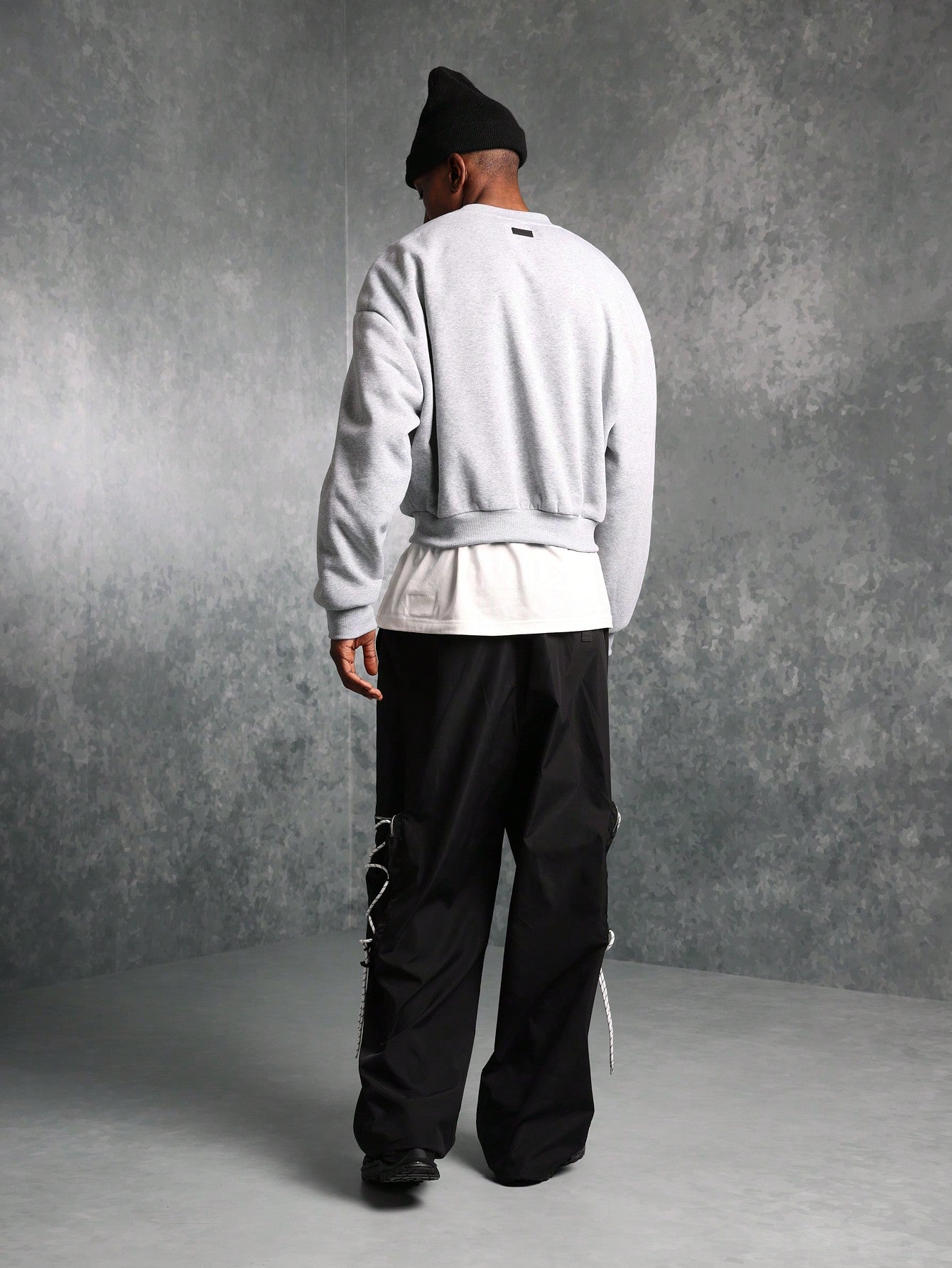 Cropped Sweatshirt With Nylon Inserts