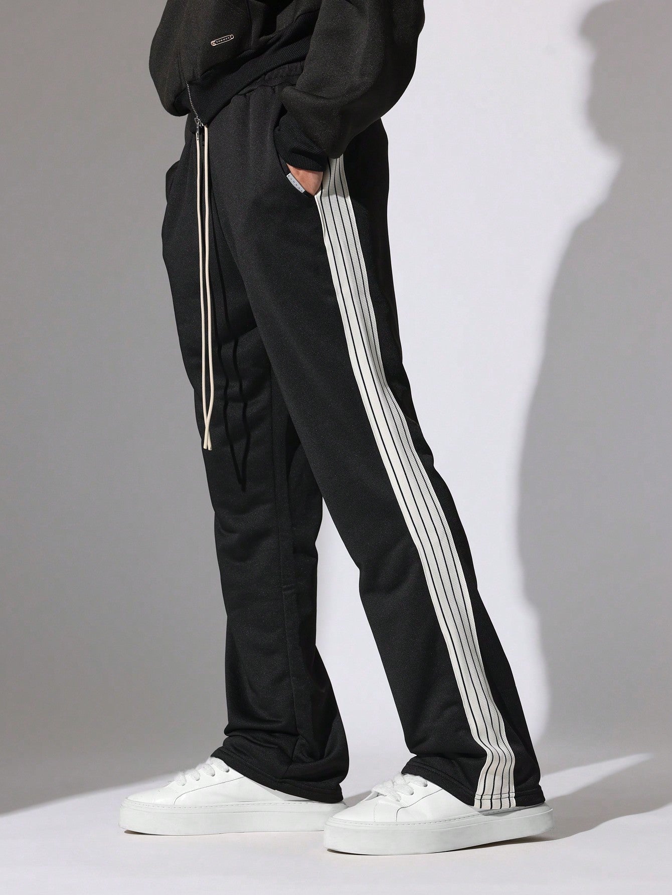 Flare Fit Summer Weight Loopback Sweatpants With Side Tape & Drawcords