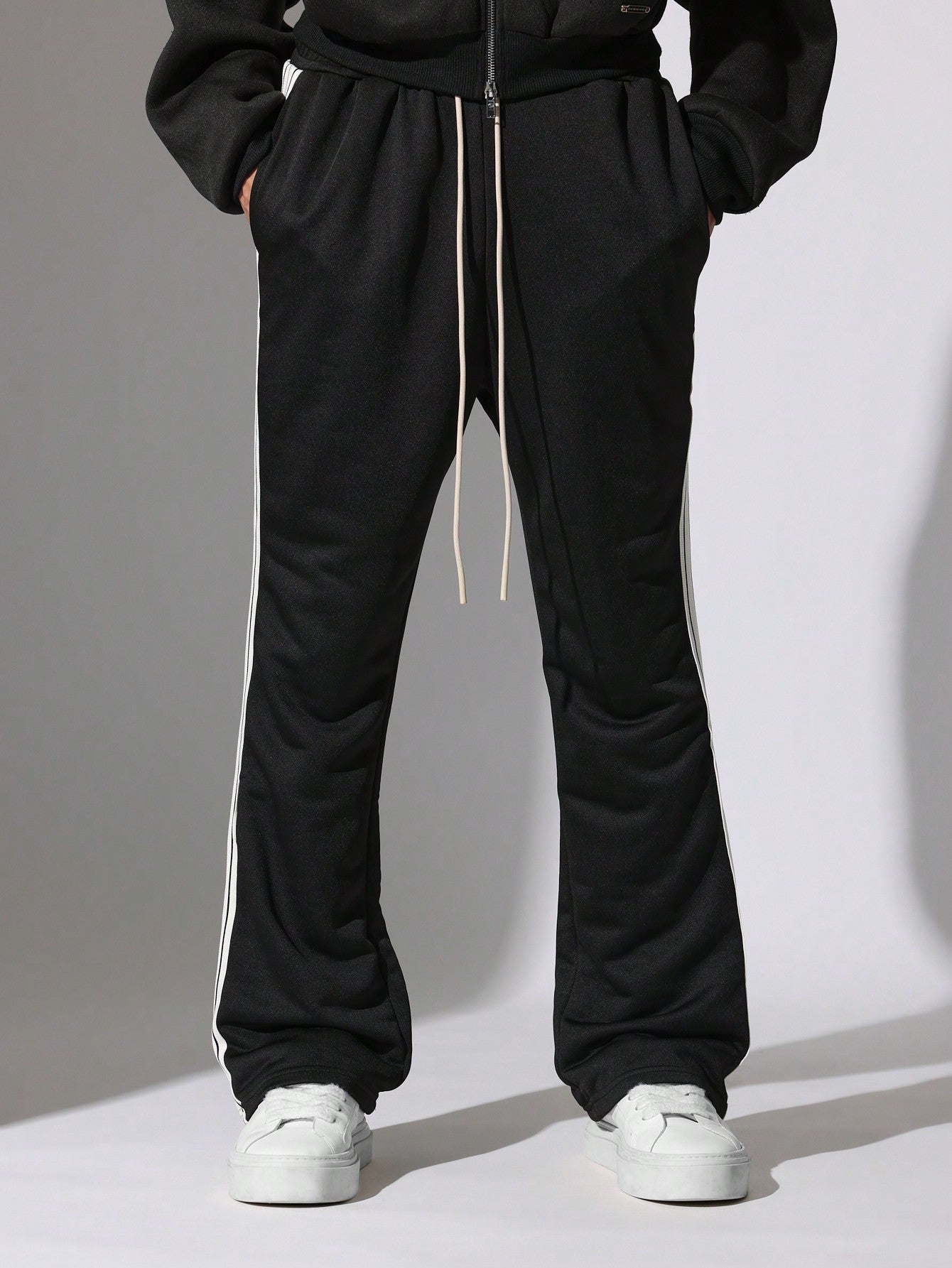 Flare Fit Summer Weight Loopback Sweatpants With Side Tape & Drawcords