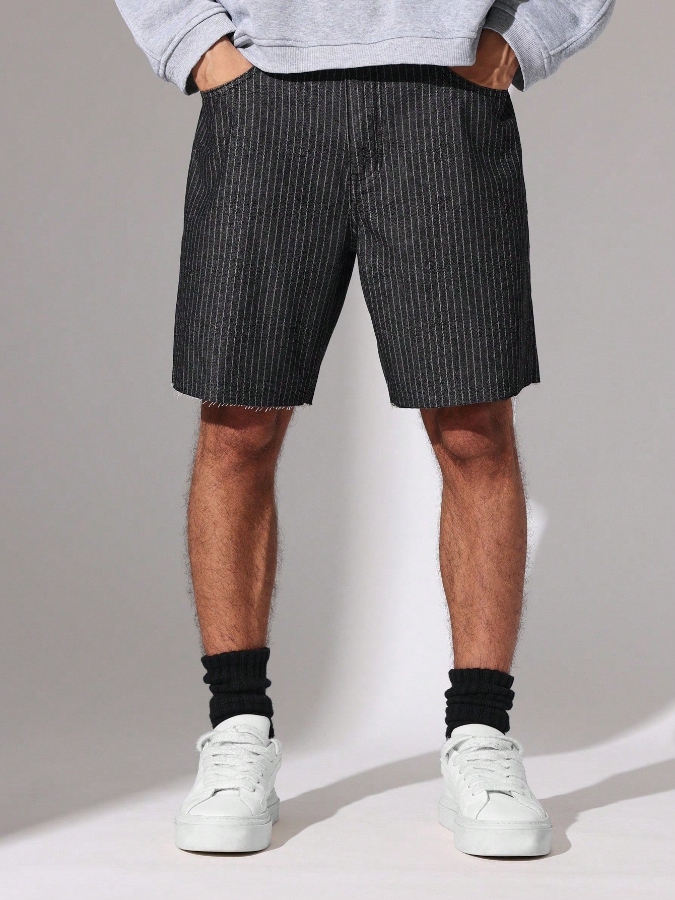 Regular Fit Pinstripe Denim Short