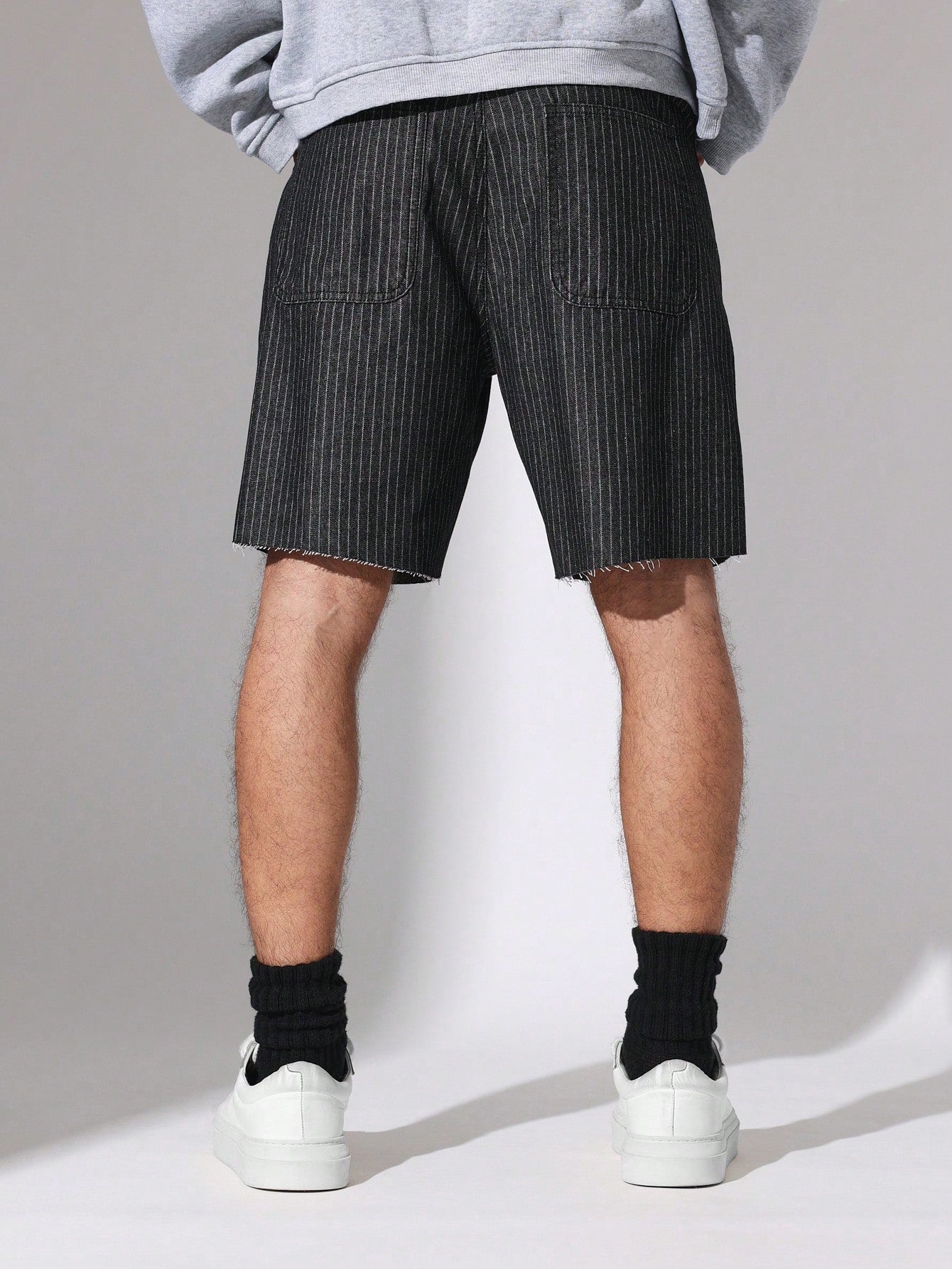 Regular Fit Pinstripe Denim Short