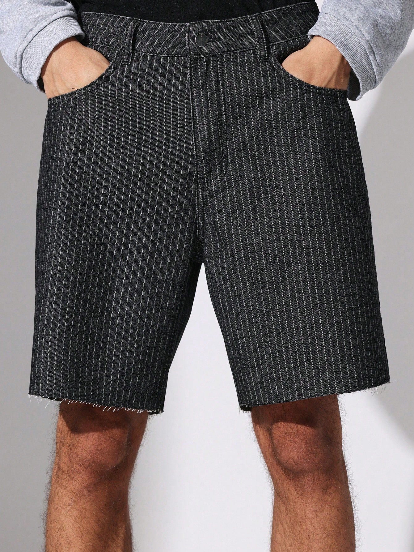 Regular Fit Pinstripe Denim Short