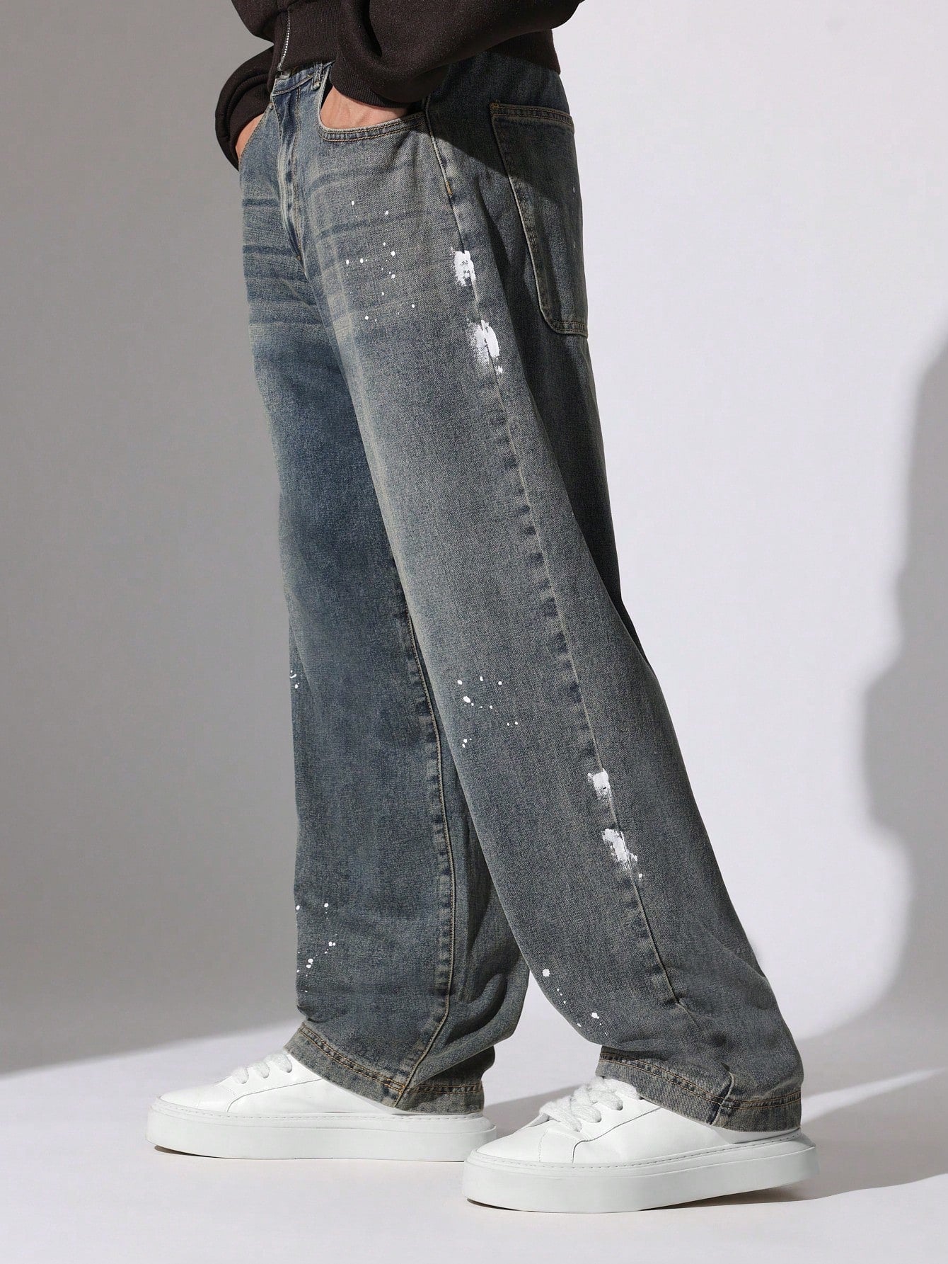 Skater Fit Jean With Splatter Paint