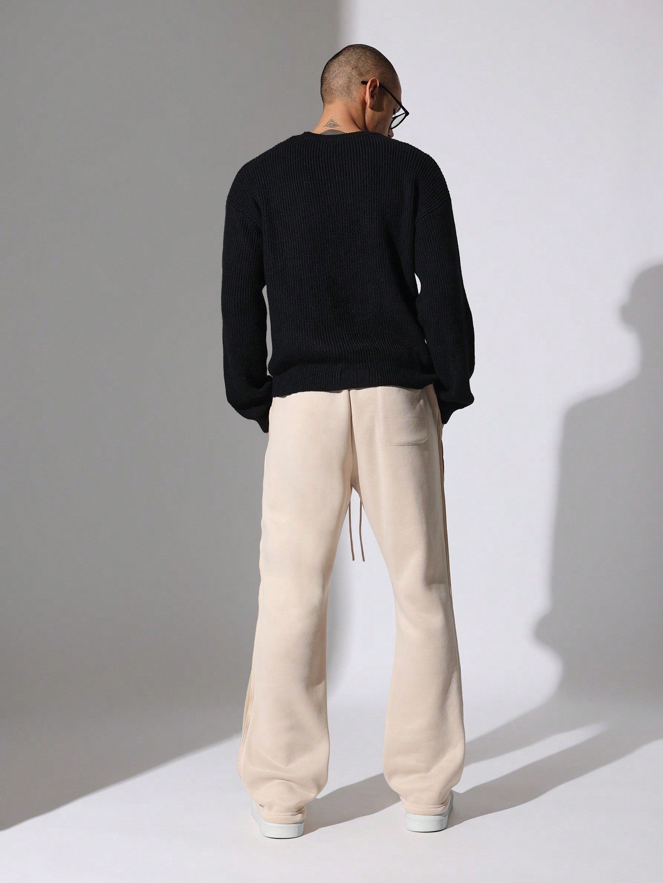 Flare Fit Sweatpants With Contrast Panels And Raw Edge Finishing