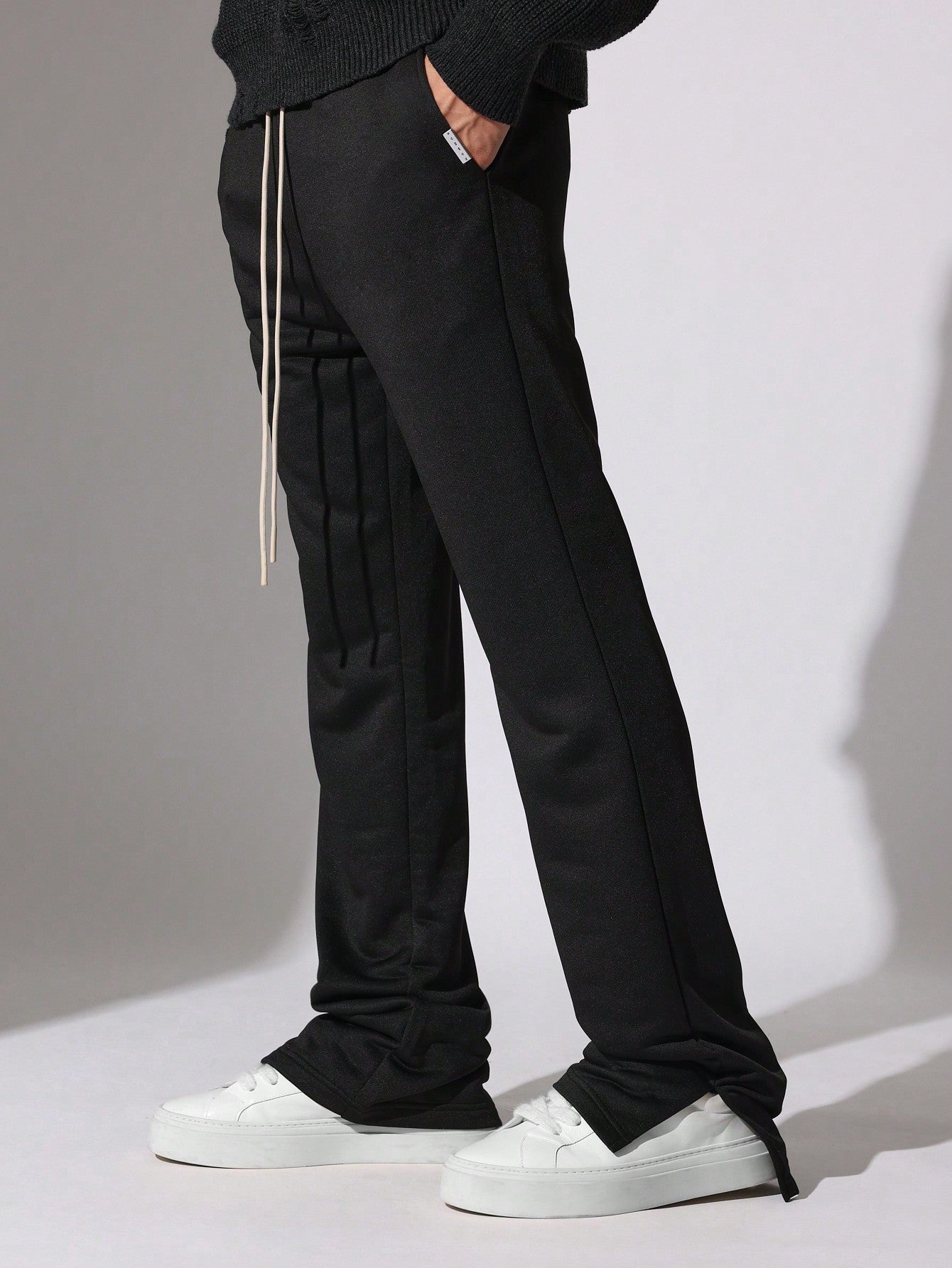 Flare Fit Summer Weight Loopback Essential Sweatpants With Split Hem & Drawstrings