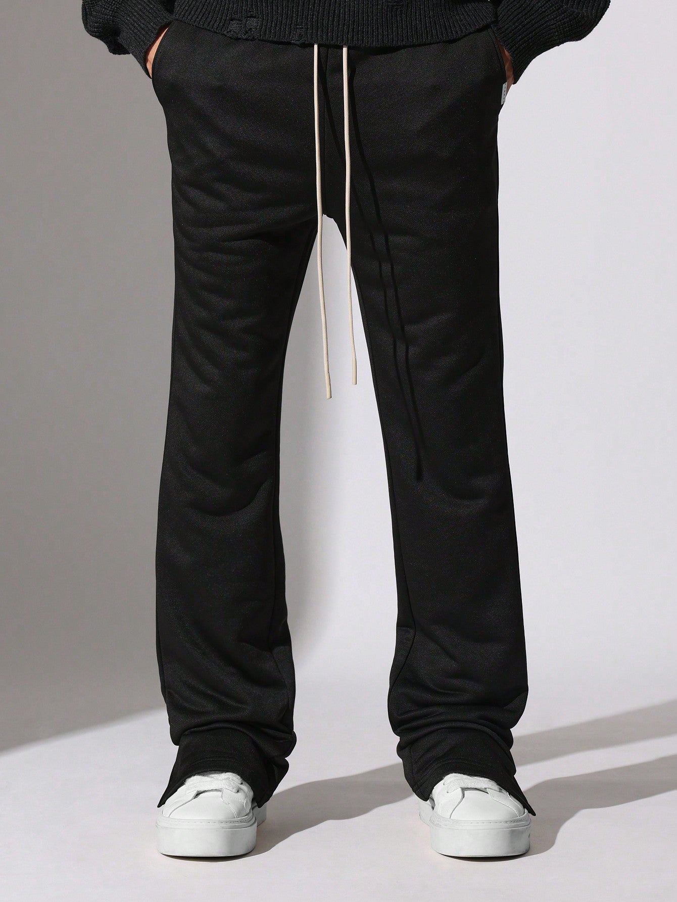 Flare Fit Summer Weight Loopback Essential Sweatpants With Split Hem & Drawstrings