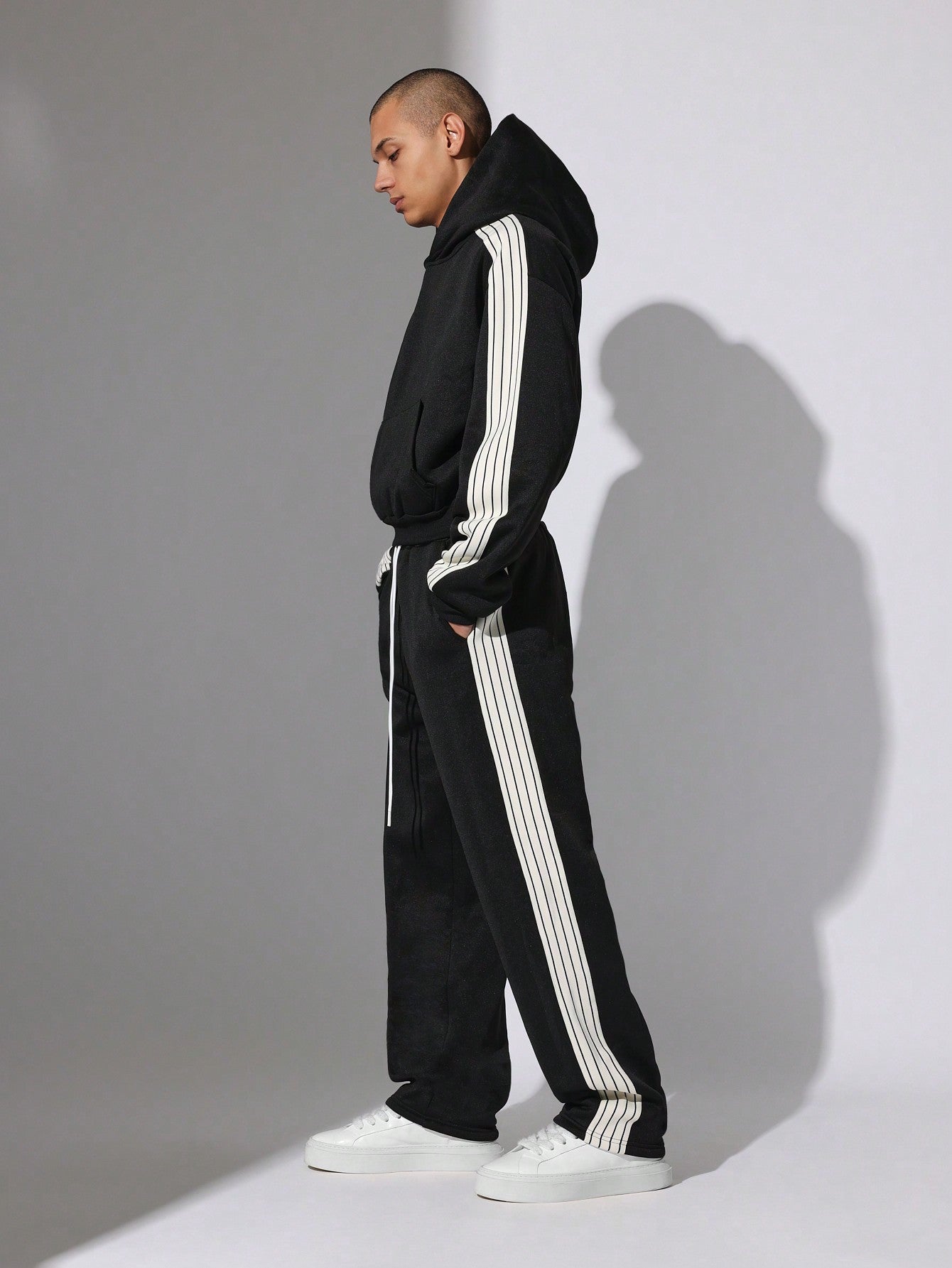 Crop Fit Hoodie And Straight Leg Drop Crotch Jogger 2 Piece Set