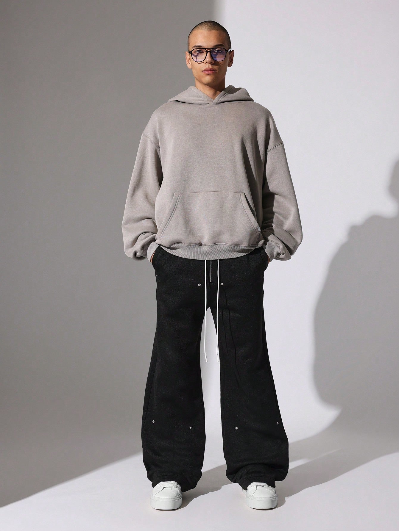 Loose Fit Sweatpants With Eyelets & Drawstrings