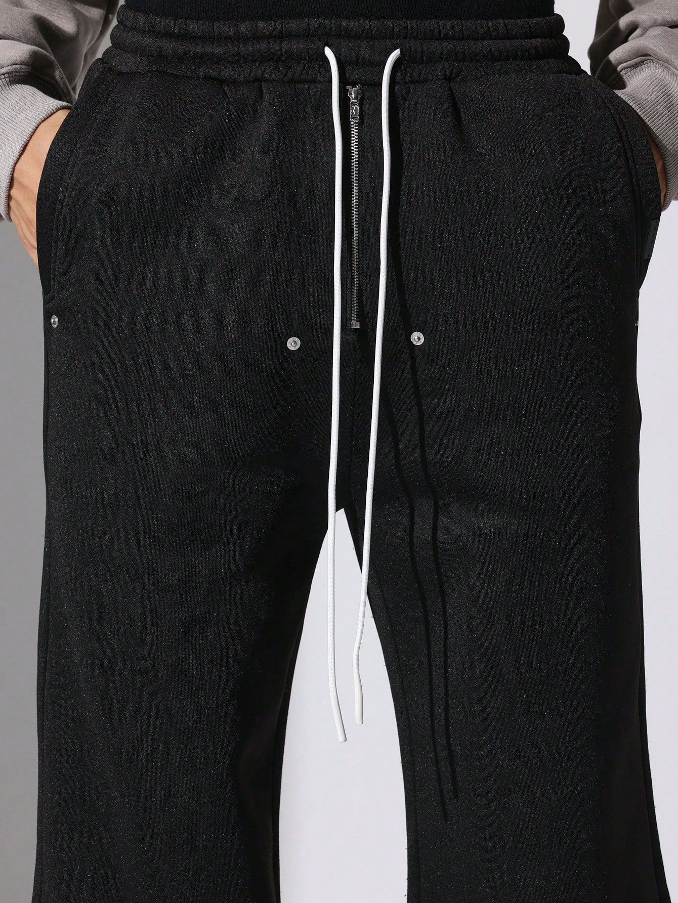 Loose Fit Sweatpants With Eyelets & Drawstrings