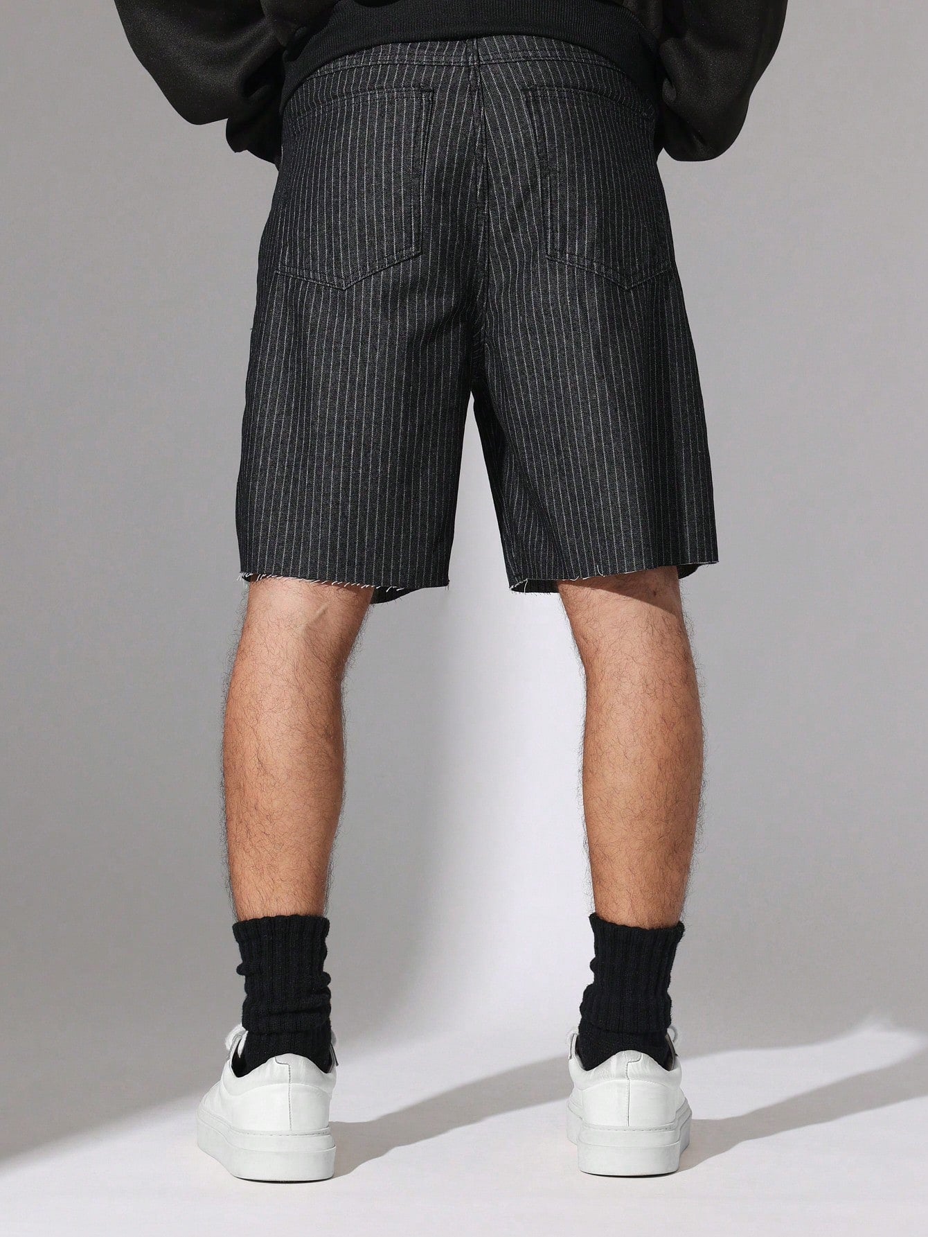 Slim Fit Pinstripe Denim Short