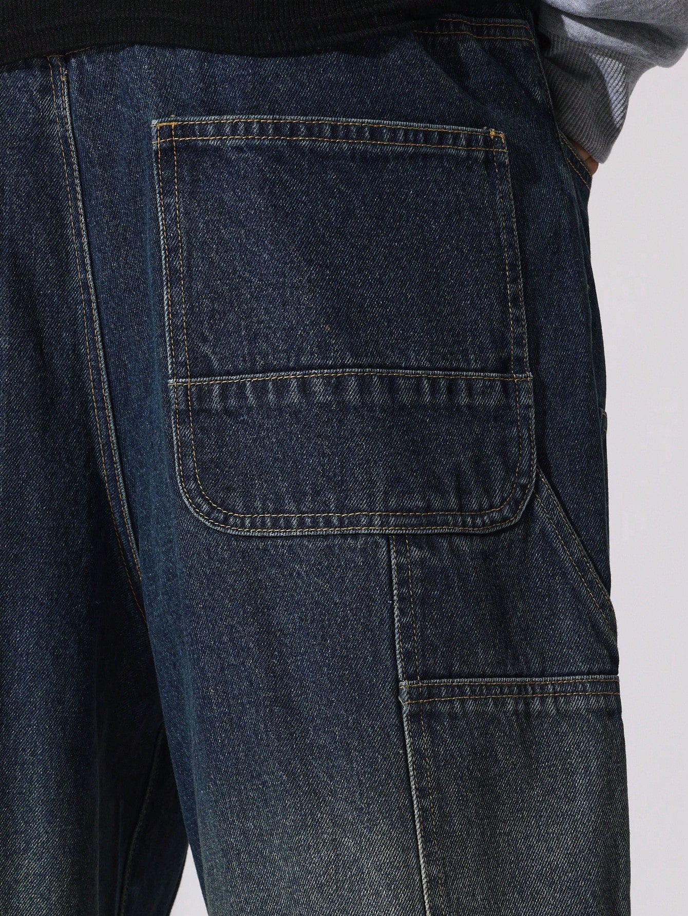 Straight Fit Washed Carpenter Panel Ombre Jean