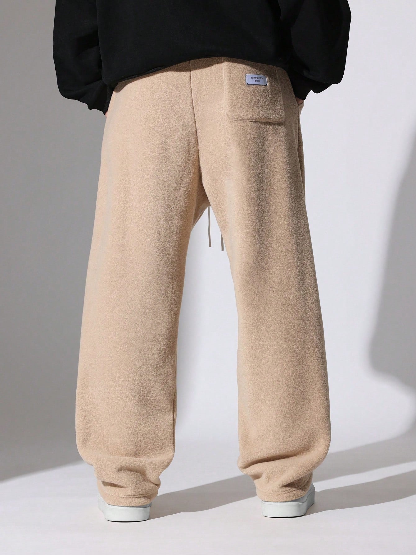 Straight Fit Borg Sweatpants With Drawstrings