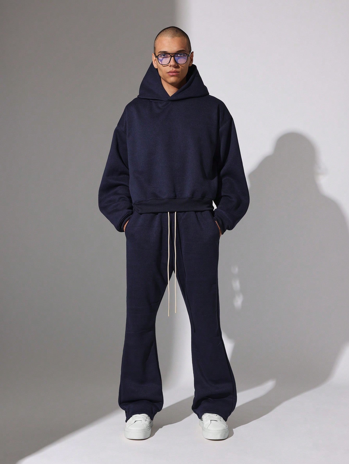 Crop Fit Overhead Hoodie And Flare Fit Sweatpants 2 Piece Set