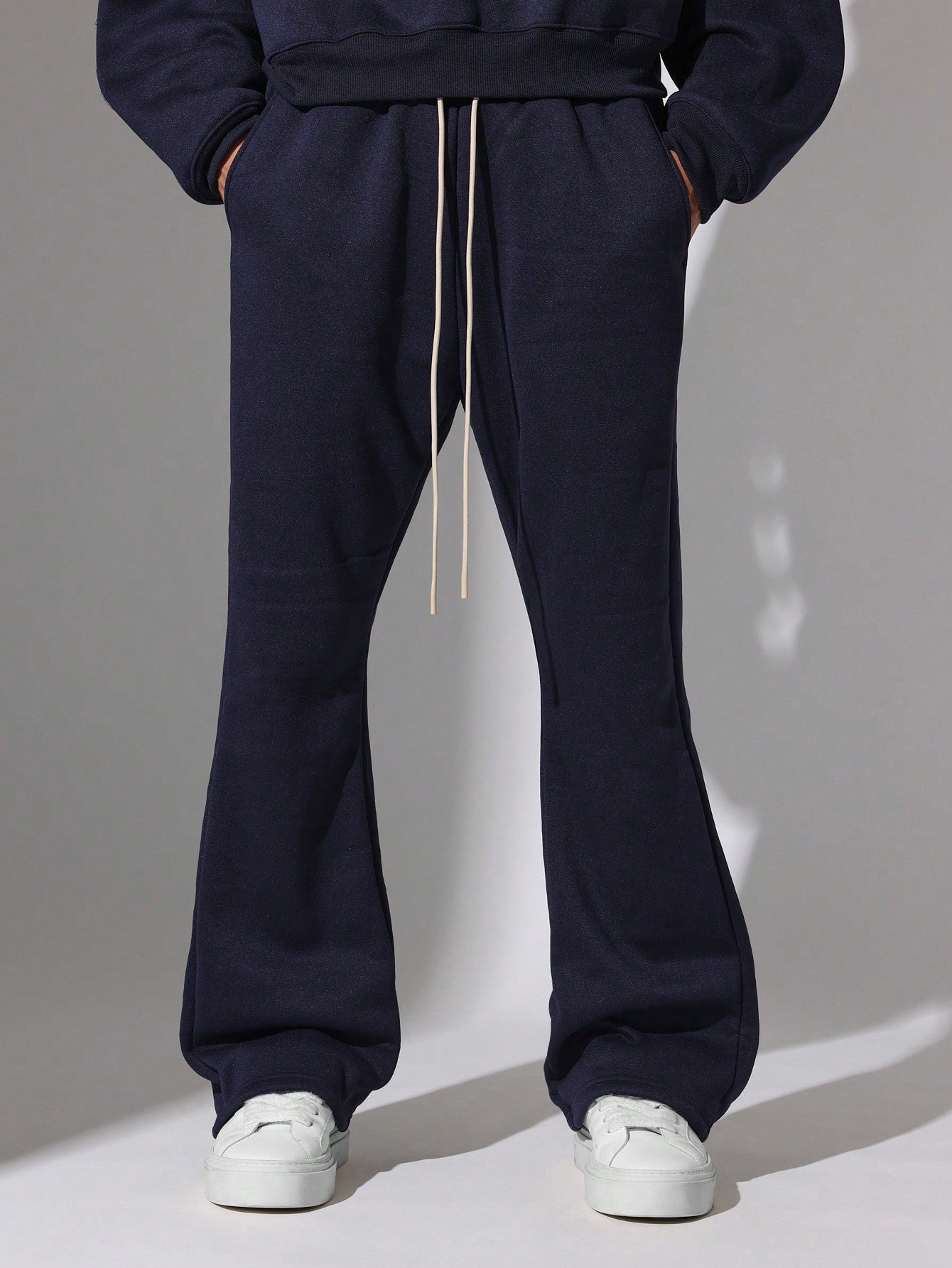 Crop Fit Overhead Hoodie And Flare Fit Sweatpants 2 Piece Set