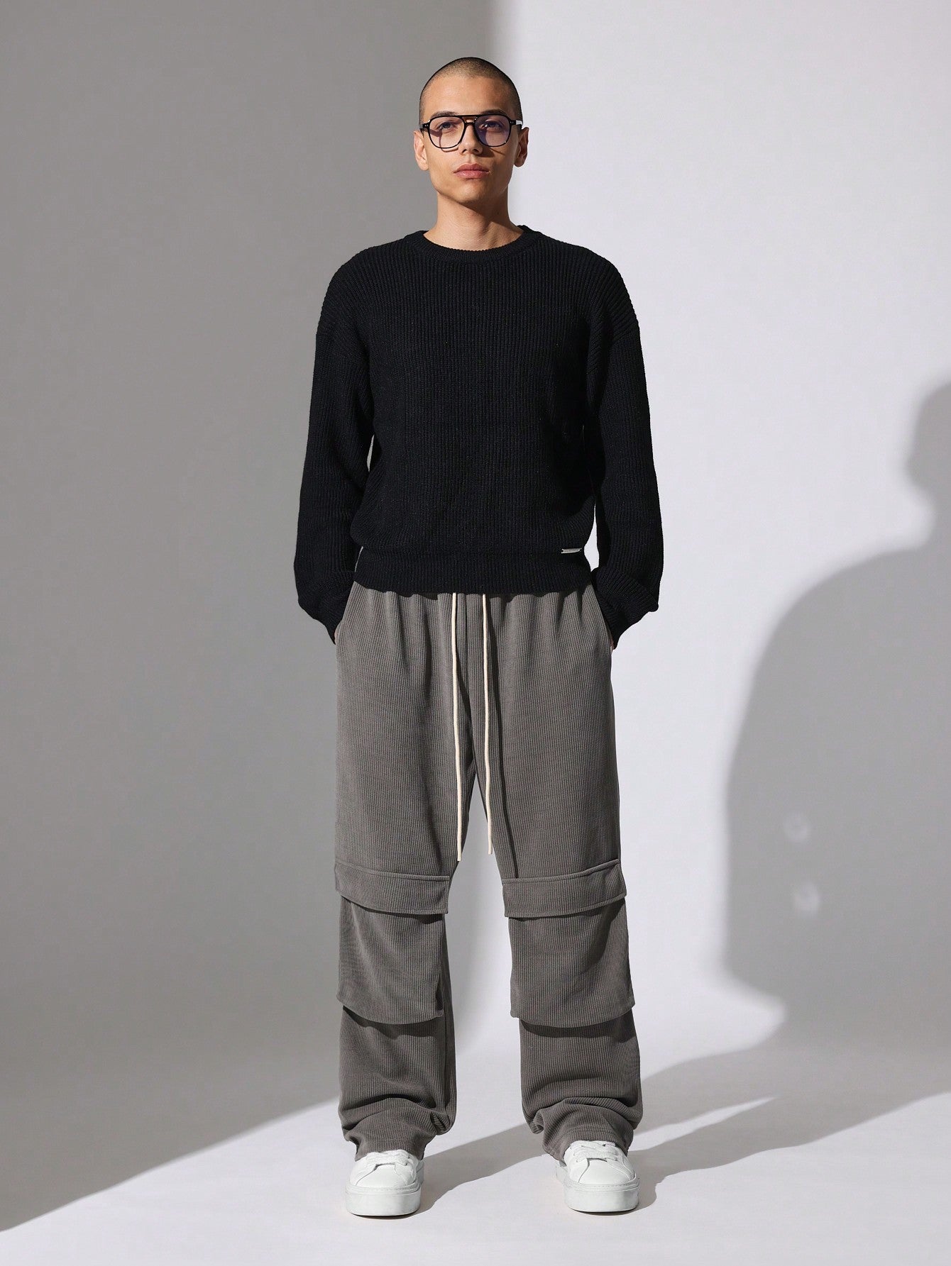 Textured Straight Fit Jogger With Cargo Pocket