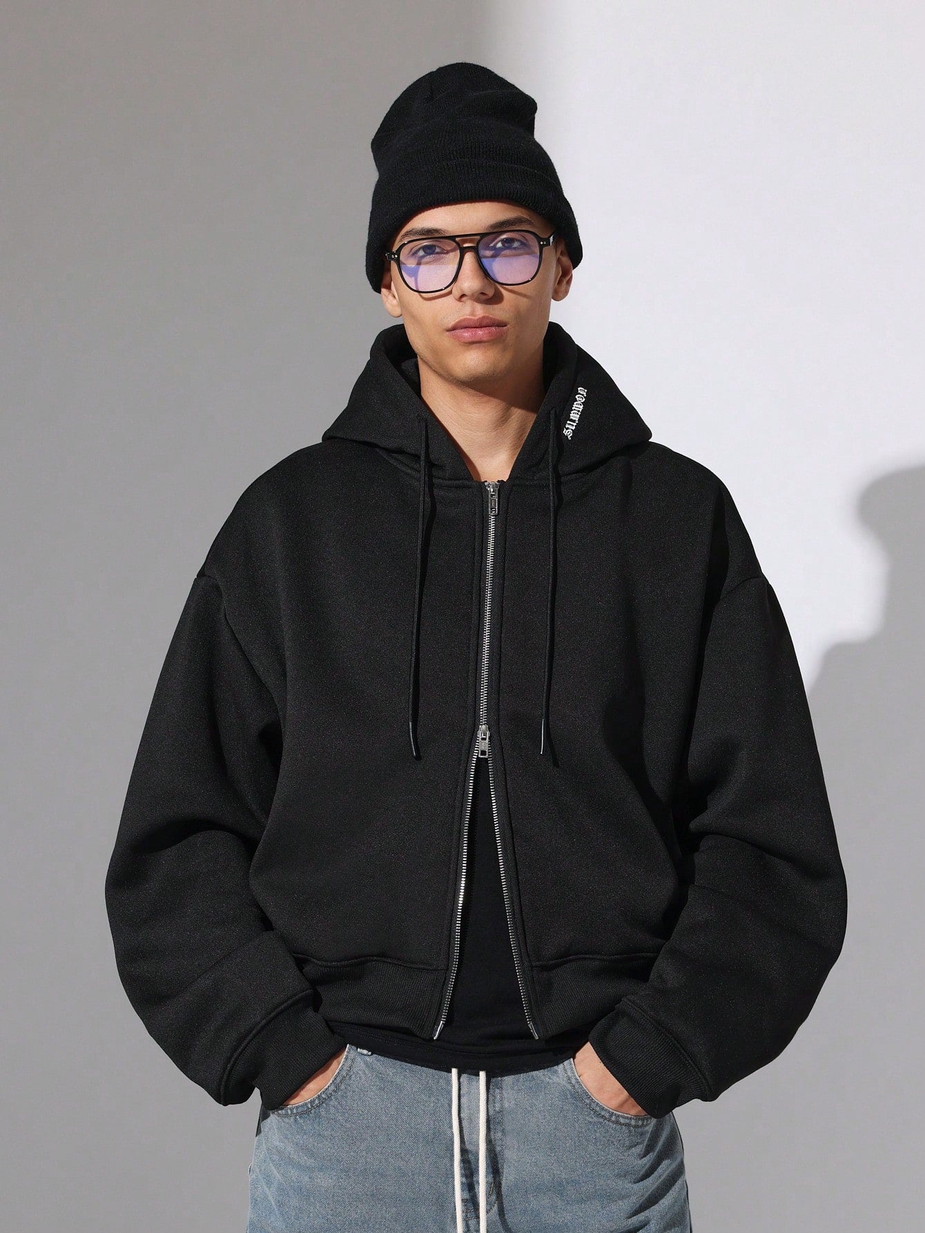 Crop Fit Overhead Zip Hoodie