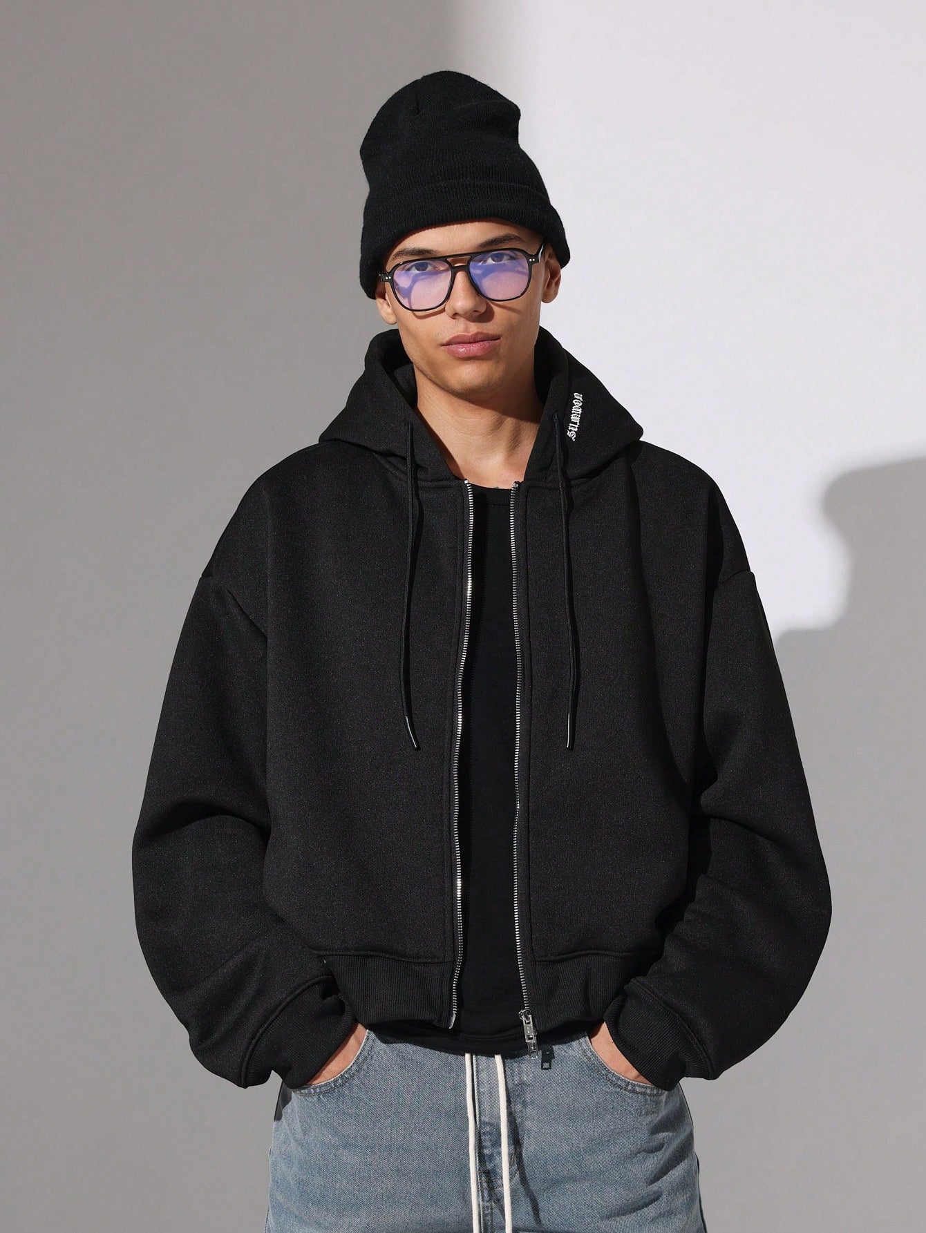 Crop Fit Overhead Zip Hoodie