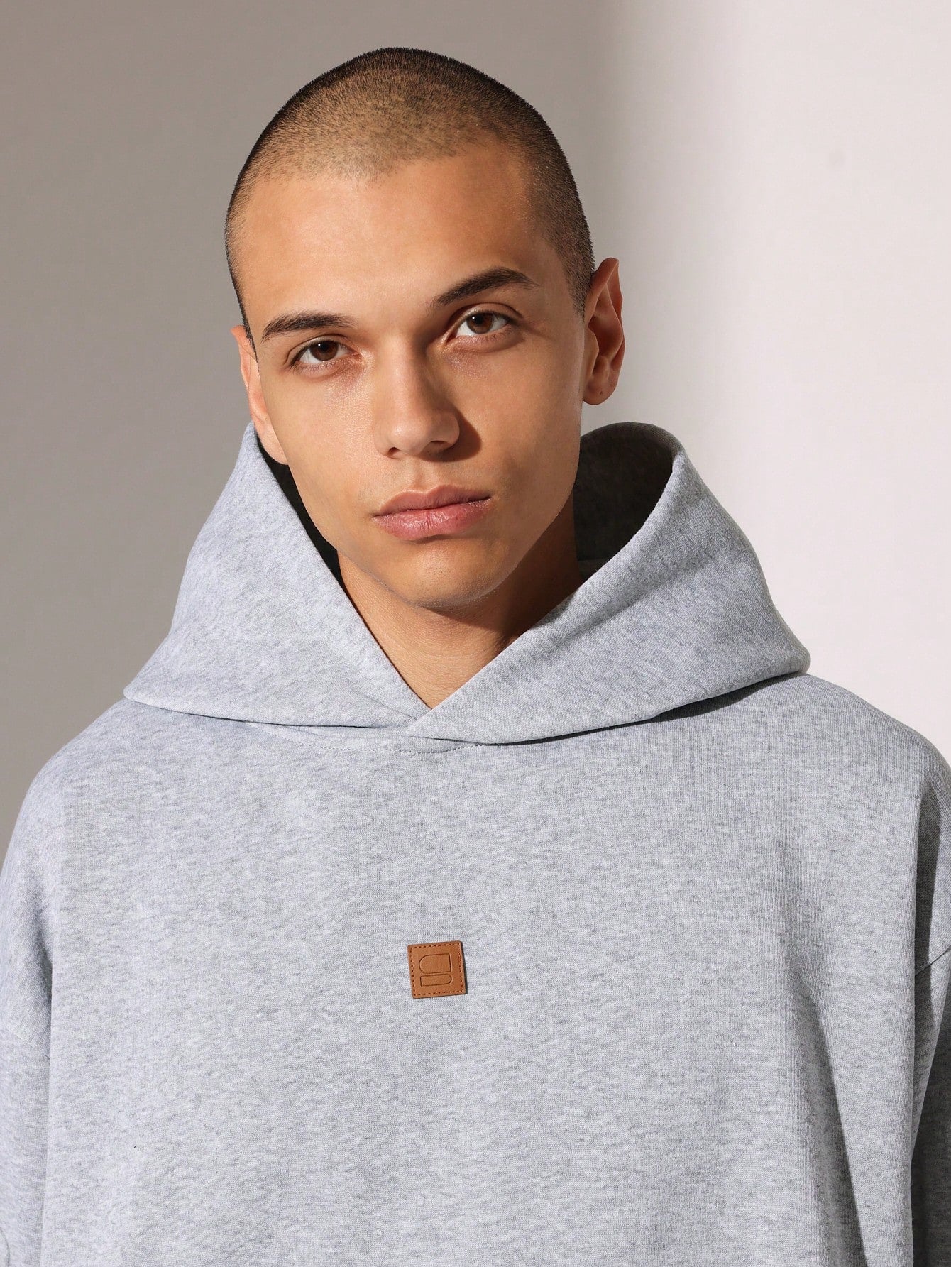 Regular Fit Overhead Hoodie With Embossed Pattern