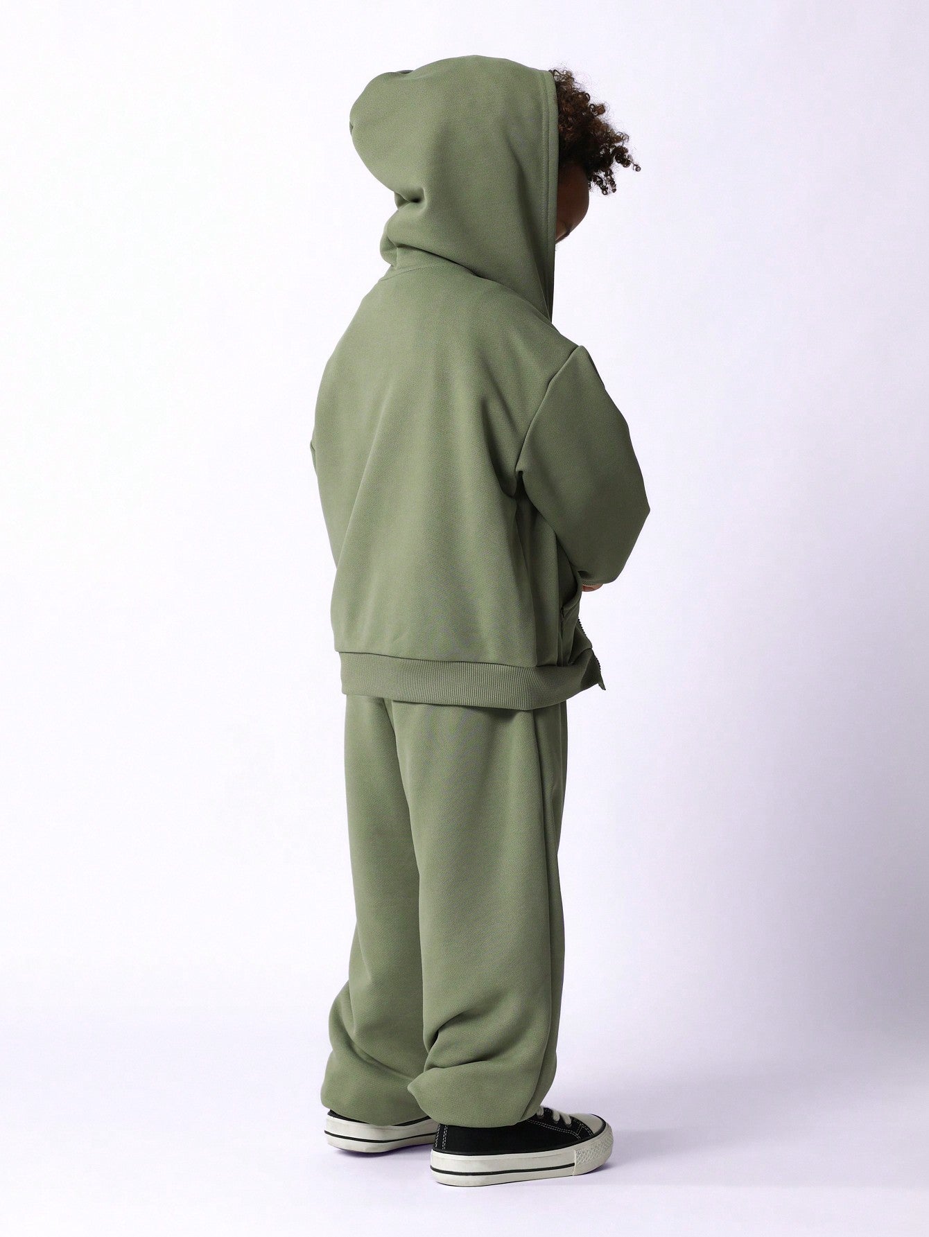 Young Boys Comfort Zip-Up Hoody And Jogger With Embroidered Patch 2 Piece Set